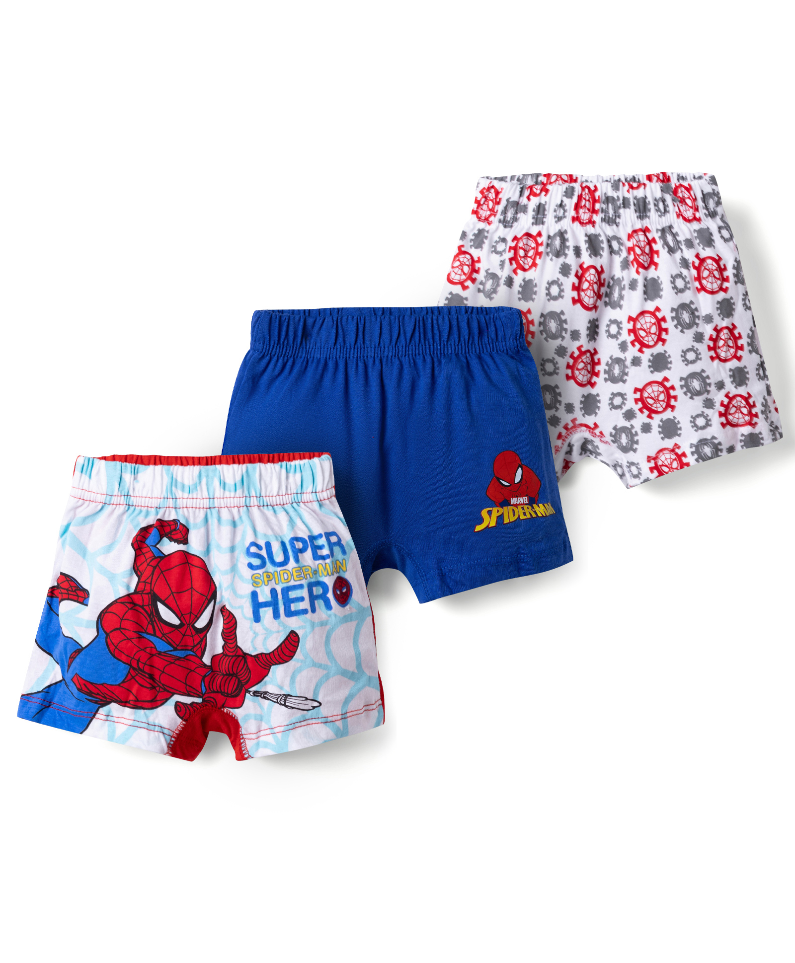 Marvel by Bodycare Knit Trunks with Spider man Print Pack of 3 - White & Blue-image-31