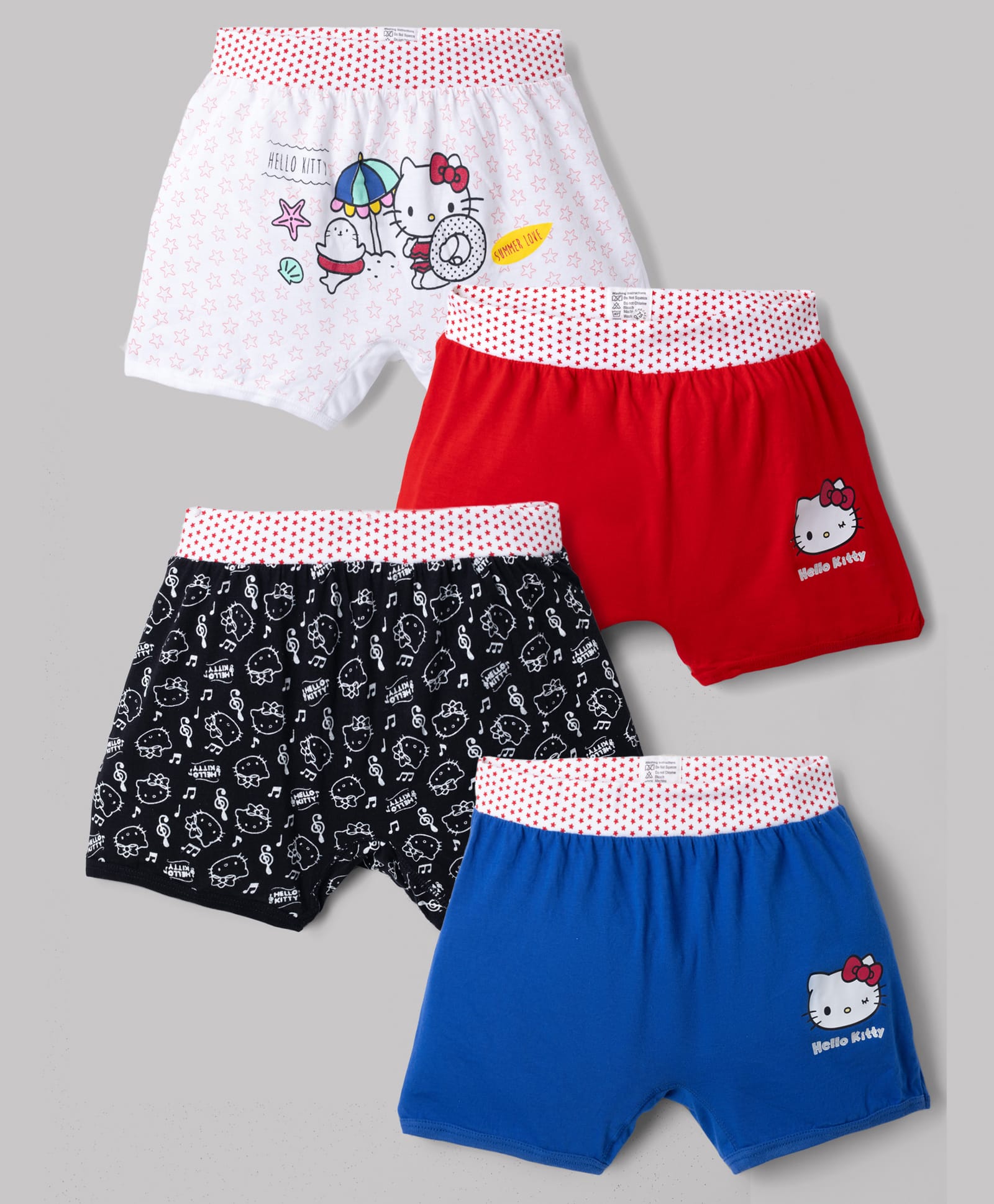 Bodycare Knitted Shorts With Hello Kitty Graphic Pack of 4 - Red, Black & White-image-38