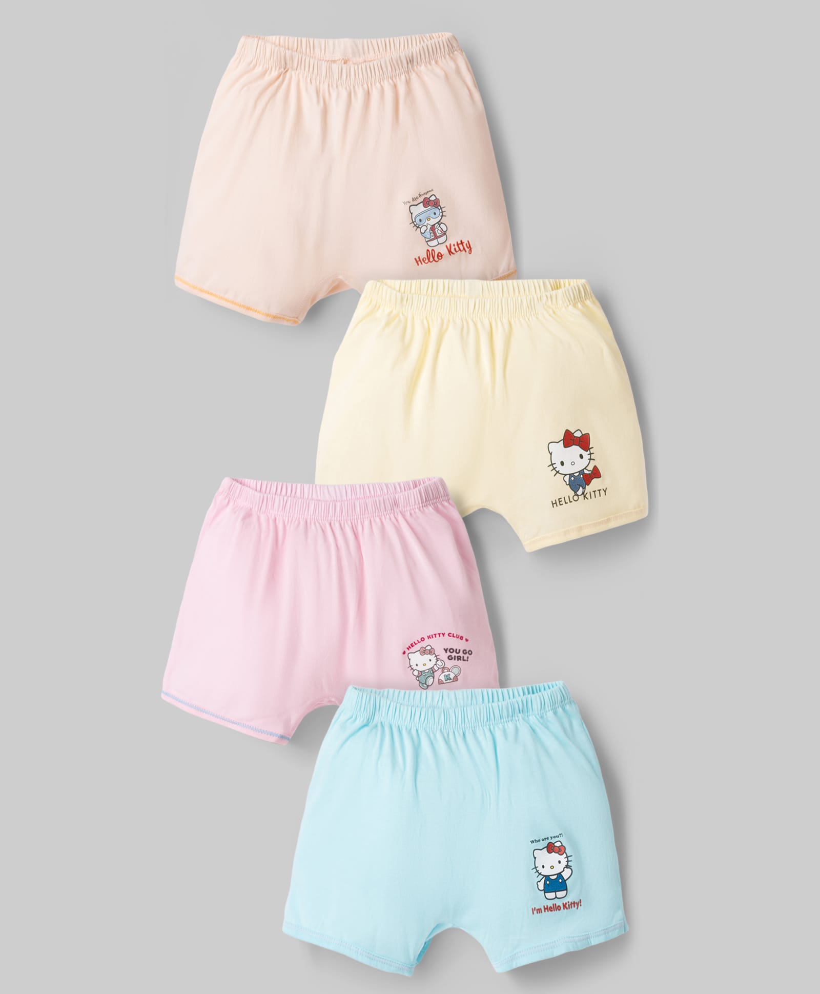 Bodycare Knitted Shorts With Hello Kitty Graphic Pack of 4 - Peach, Lemon & Light Blue-image-7