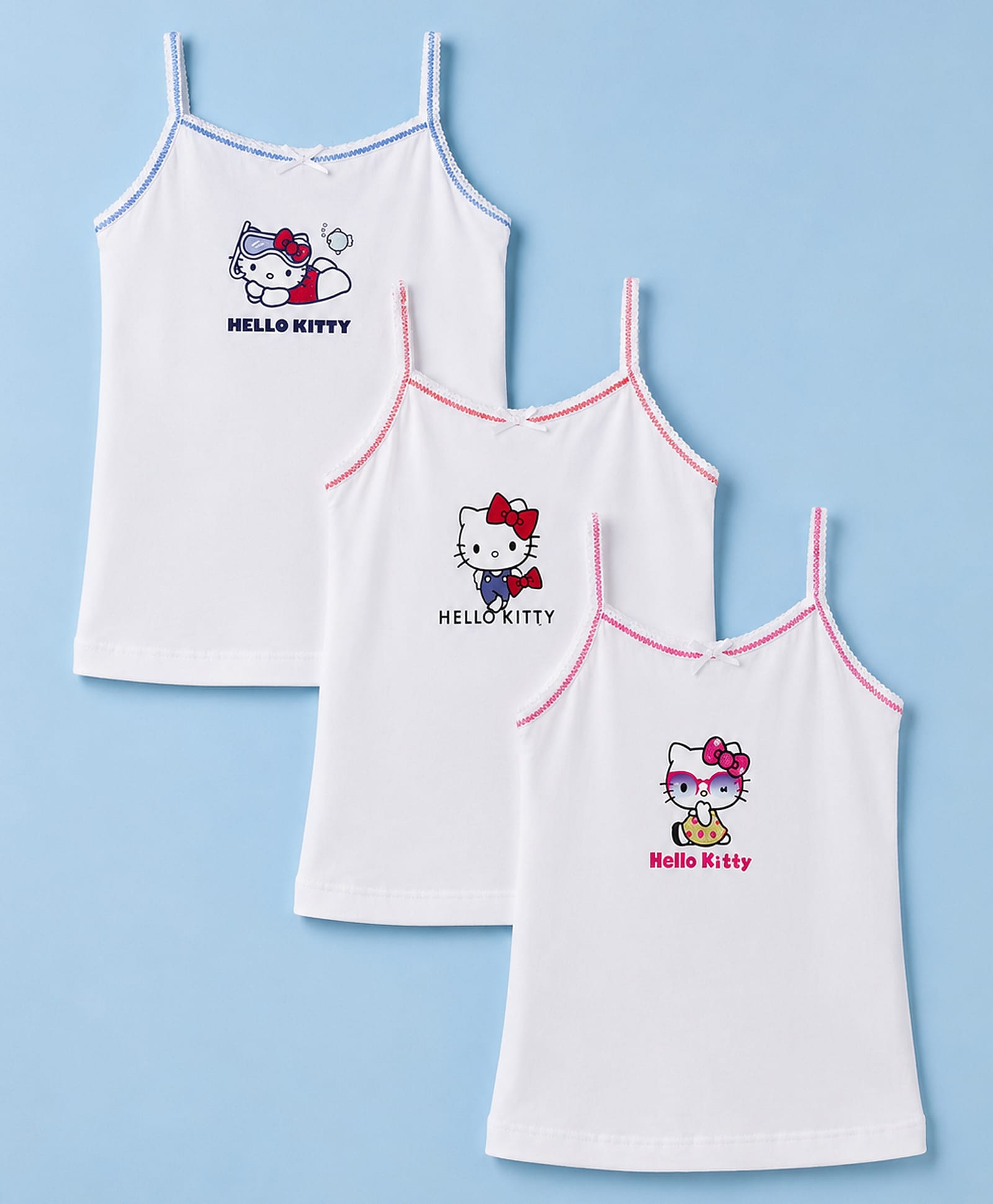 Bodycare Knit Sleeveless Slips with Hello Kitty Print Pack of 3 - White-picture-16