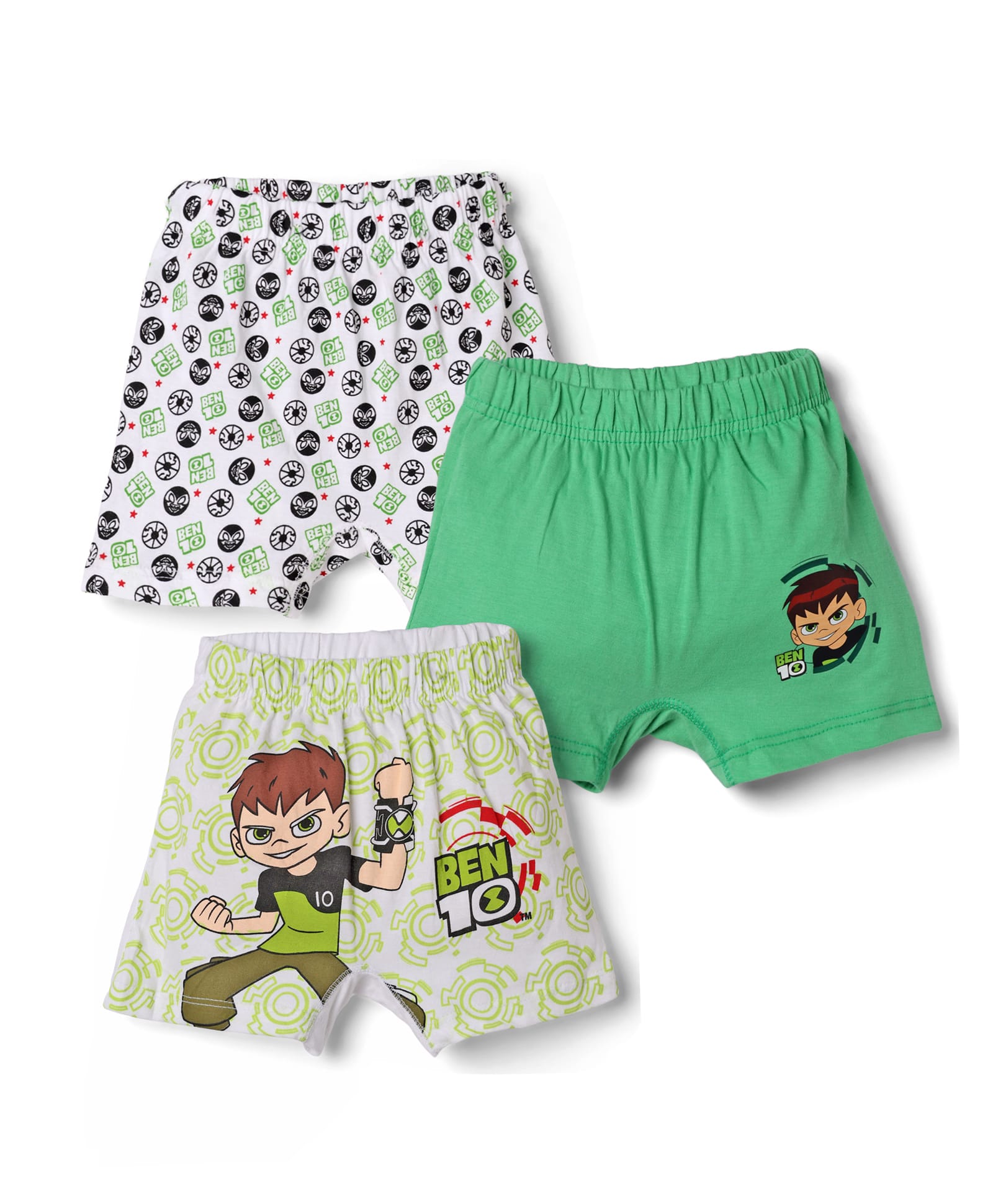 Bodycare Knitted Trunk With Ben 10 Graphic Pack of 3 - Green & Light Green-image-5