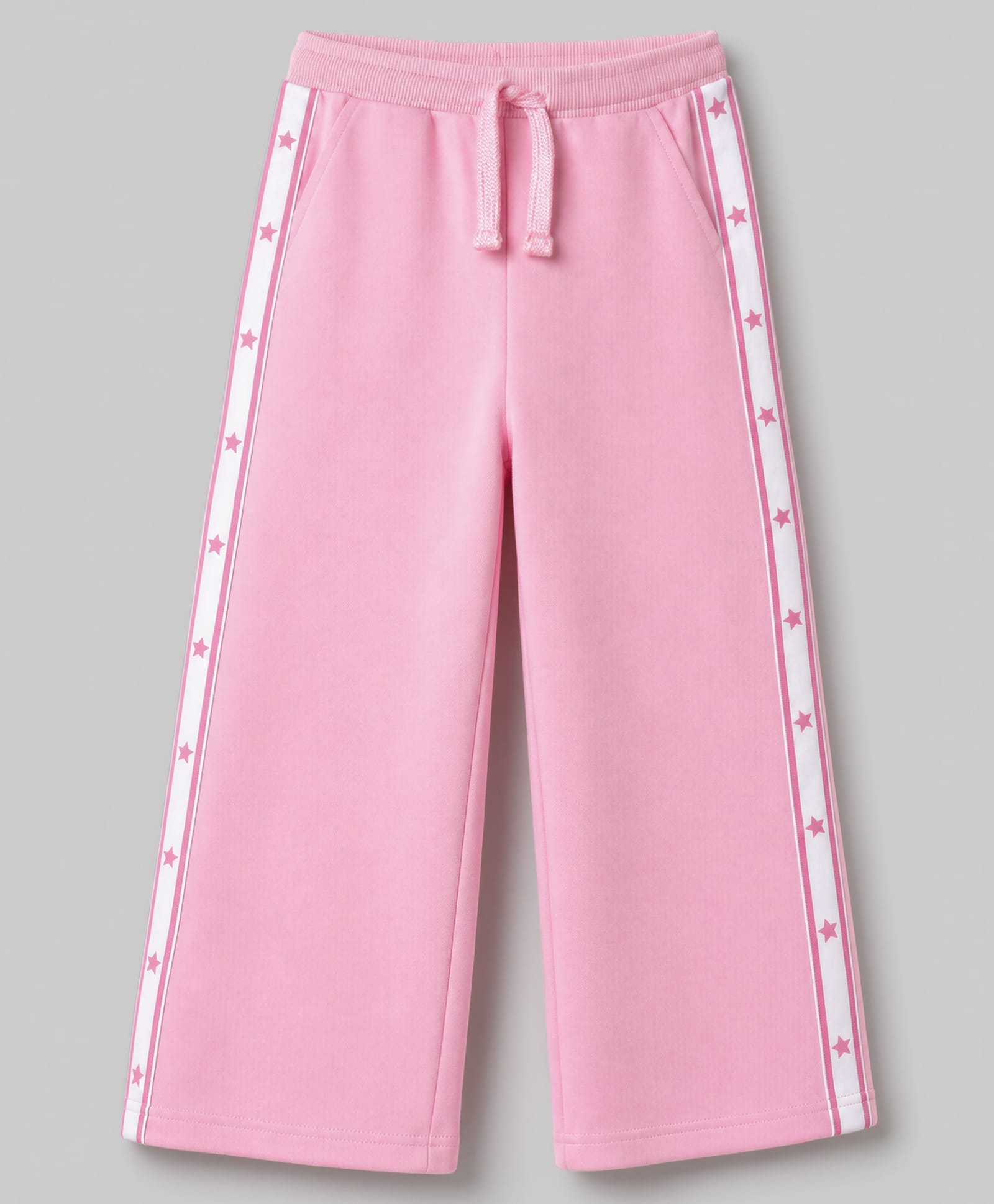 Babyhug Cotton Looper Knit Full Length Star Printed Lounge Pant With Tape Detailing - Pink-image-26