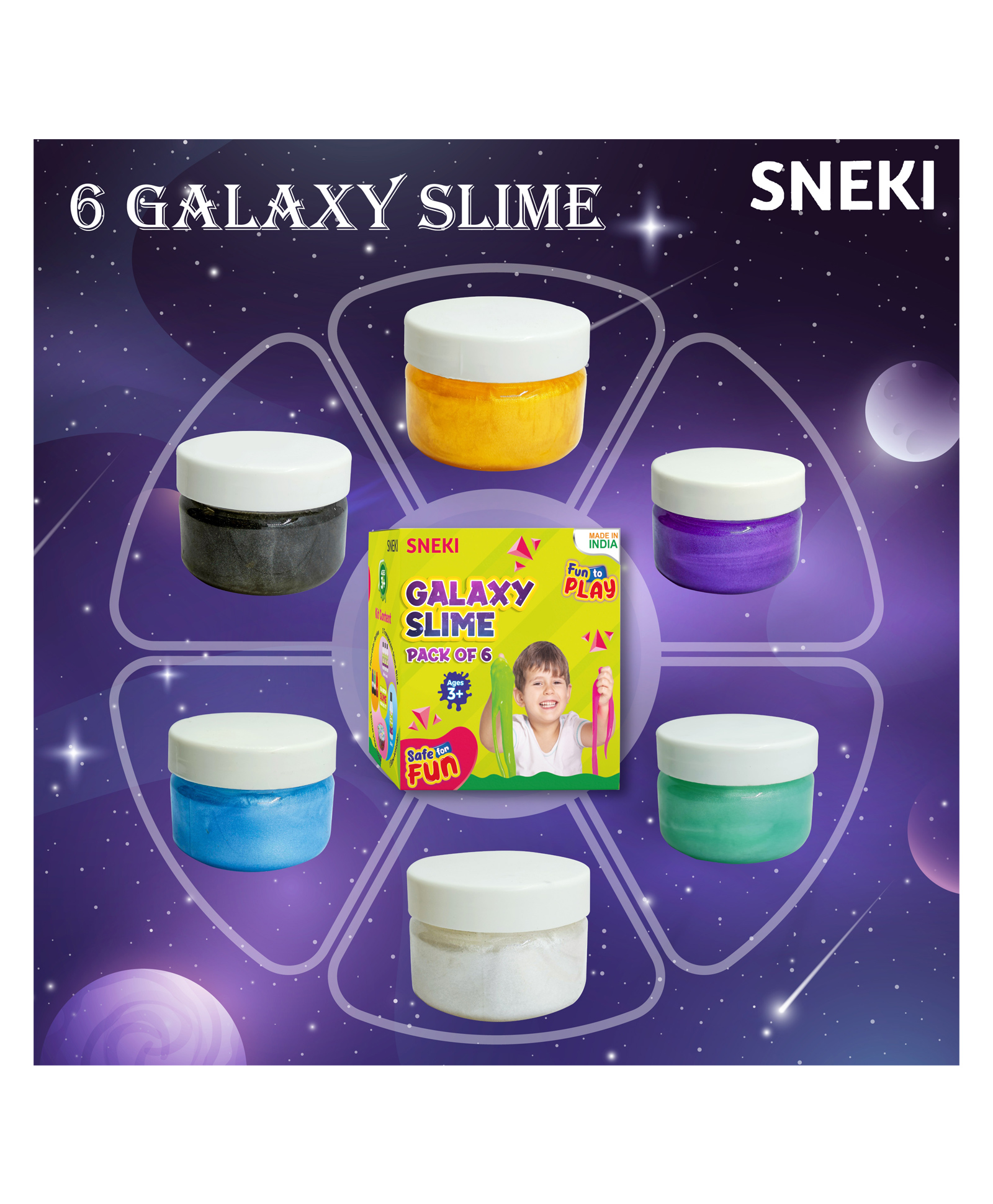 HOTKEI (Pack of 6 Galaxy Slime) Multicolor Fruit Scented DIY Toy Slimy Slime Gel Jelly Putty Set Art kit Toys for Boys Girls Kids 3 to 10 Years - 300 g-image-15