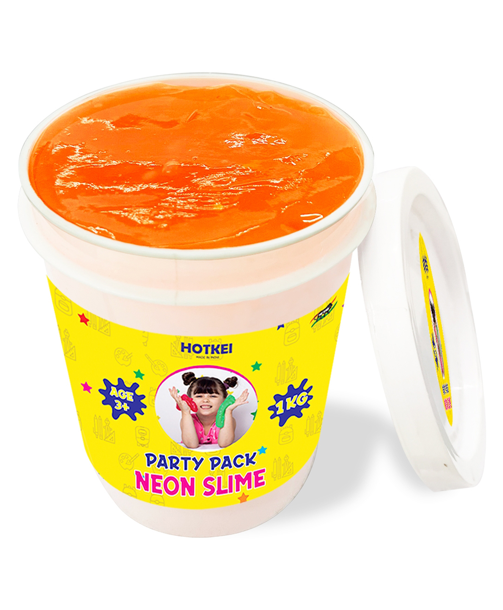 HOTKEI (1 Kg Neon Slime) Orange Fruit Scented Big Slimy Slime Gel Jelly Putty Toy Slime Bucket kit Set Toys for Boys Girls Kids Neon-image-28