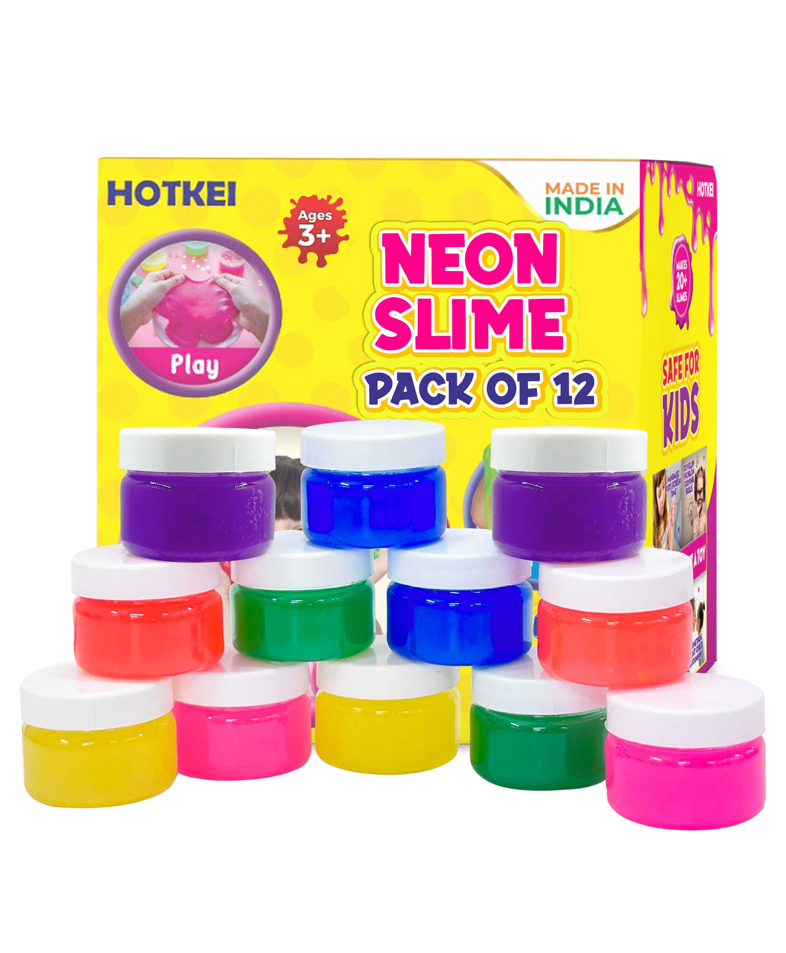 HOTKEI Pack of 12 Neon Colored Slime Multicolor Fruit Scented DIY Toy Slimy Slime Gel Jelly Putty Set Art kit Toys Birthday Gift for Boys Girls Kids 3 to 10 Years 600 gm-image-18