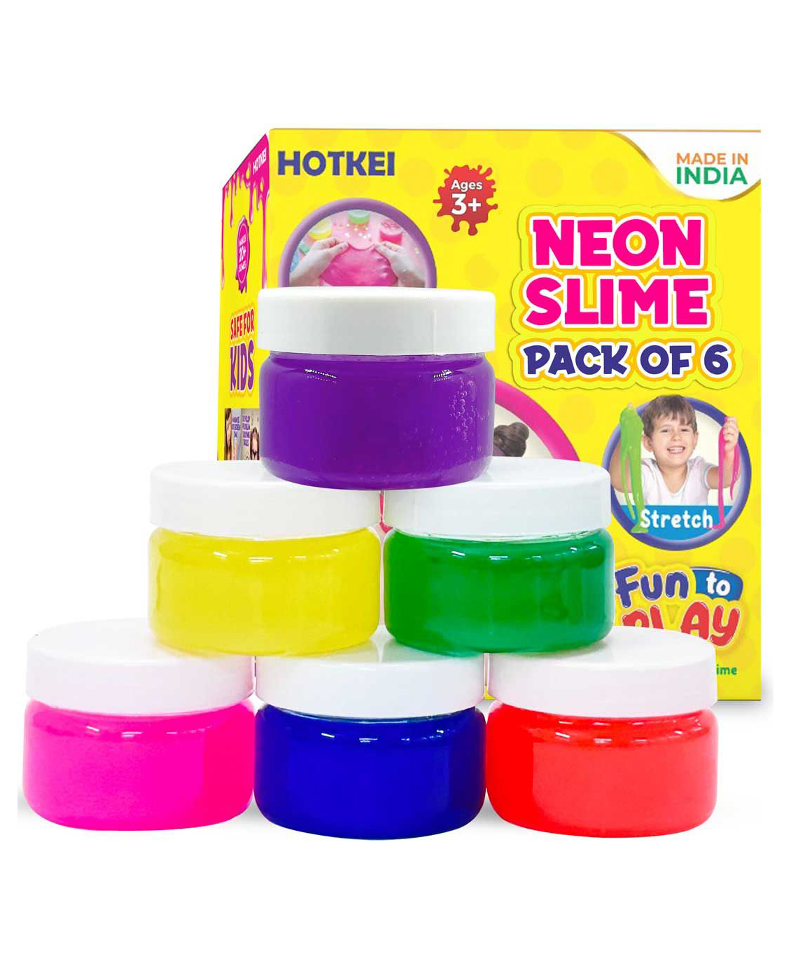HOTKEI Pack of 6 Neon Colored Slime Multicolor Fruit Scented DIY Toy Slimy Slime Gel Jelly Putty Set Art kit Birthday Toys Gift for Boys Girls Kids 3 to 10 Years 300 gm-image-19