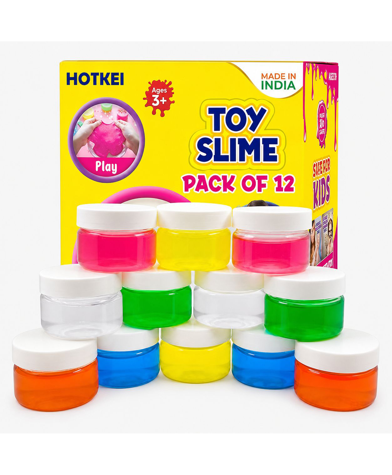 HOTKEI (Pack of 12 Slime) Multicolor Fruit Scented DIY Toy Slimy Slime Gel Jelly Putty Set Art kit Toys for Boys Girls Kids Slime-600 g Toys-image-16