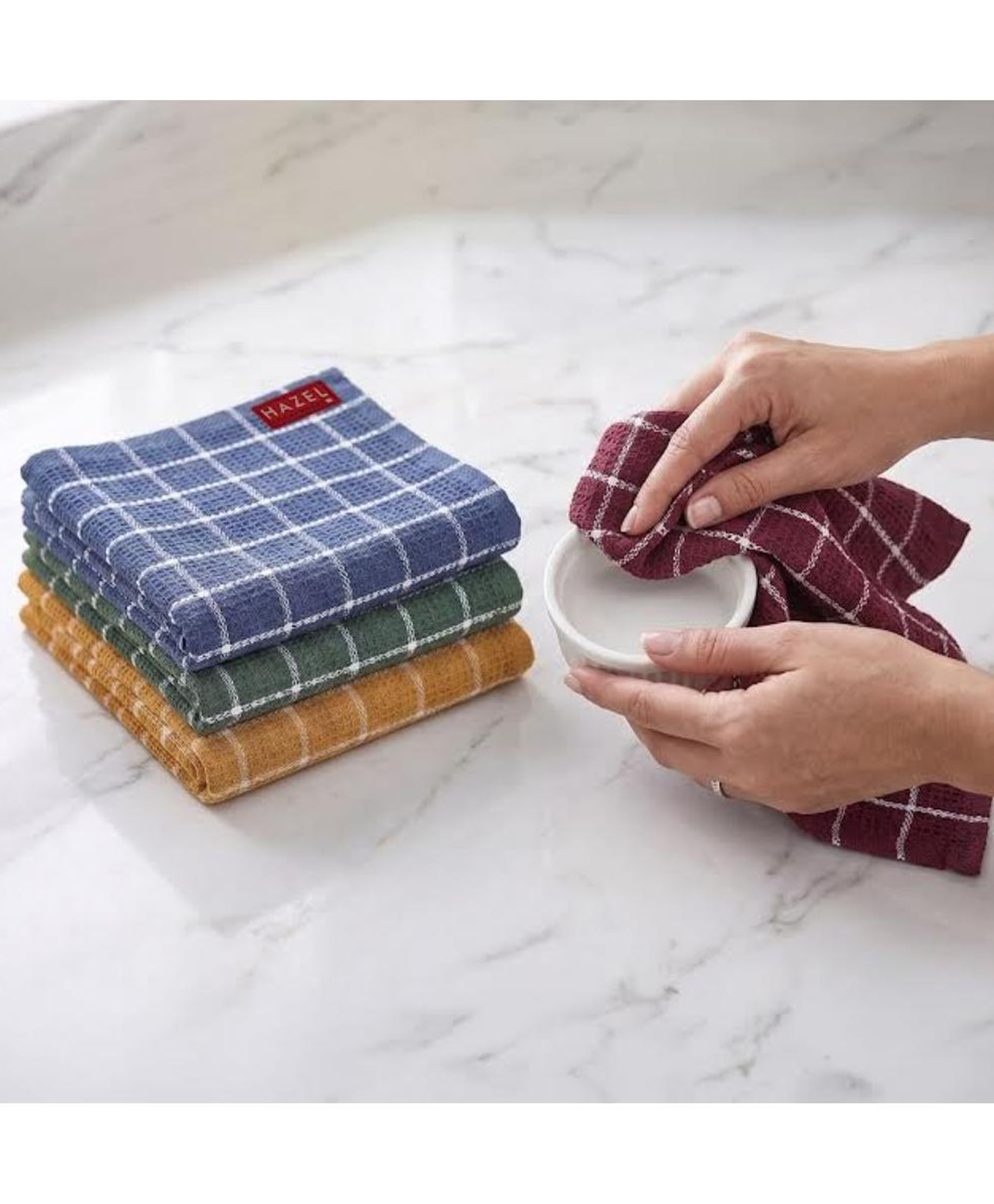 HAZEL Cotton Kitchen Towel Set of 4 | Reusable Kitchen Cleaning & Dunsting Napkins & Table Napkins for Daily Use-image-5