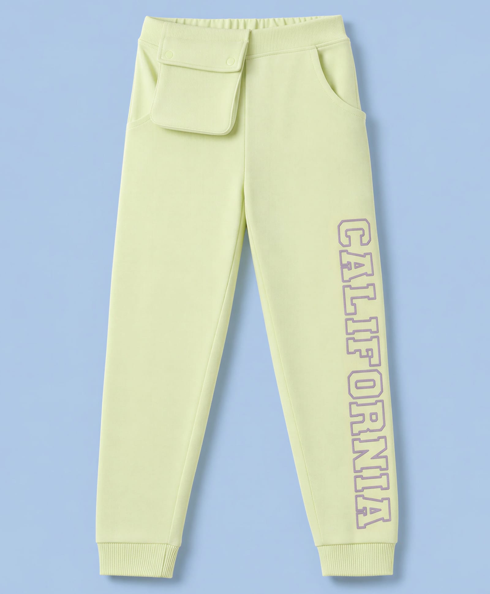 Babyhug Cotton Looper Knit Full Length California Printed Lounge Pant With Pocket - Lime Green-picture-22