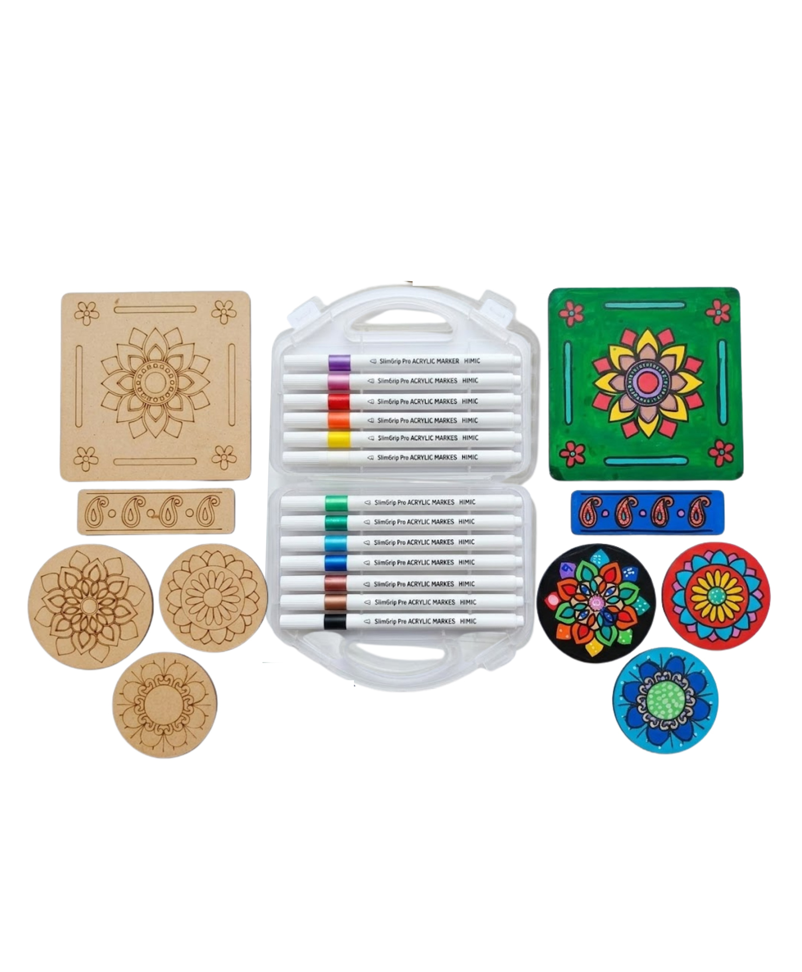 Crackles DIY Mandala Art Kit with 5 MDF Cutouts & 12 Acrylic Color PensArt Board, Tea Coasters, Bookmark & Fridge MagnetDIY Craft Kit, Creative Activity & Gift for Kids & Adults-picture-19