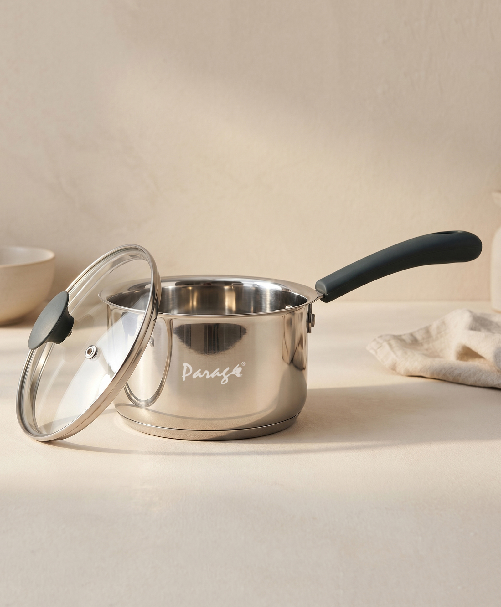 Parage Stainless Steel Saucepan with Glass Lid, Induction & Gas Compatible, Tri-Ply Bottom Sauce Pan, Milk Boiler Tea Pan with Silicon Handle for Daily Cooking, 2 Years Warranty-picture-29