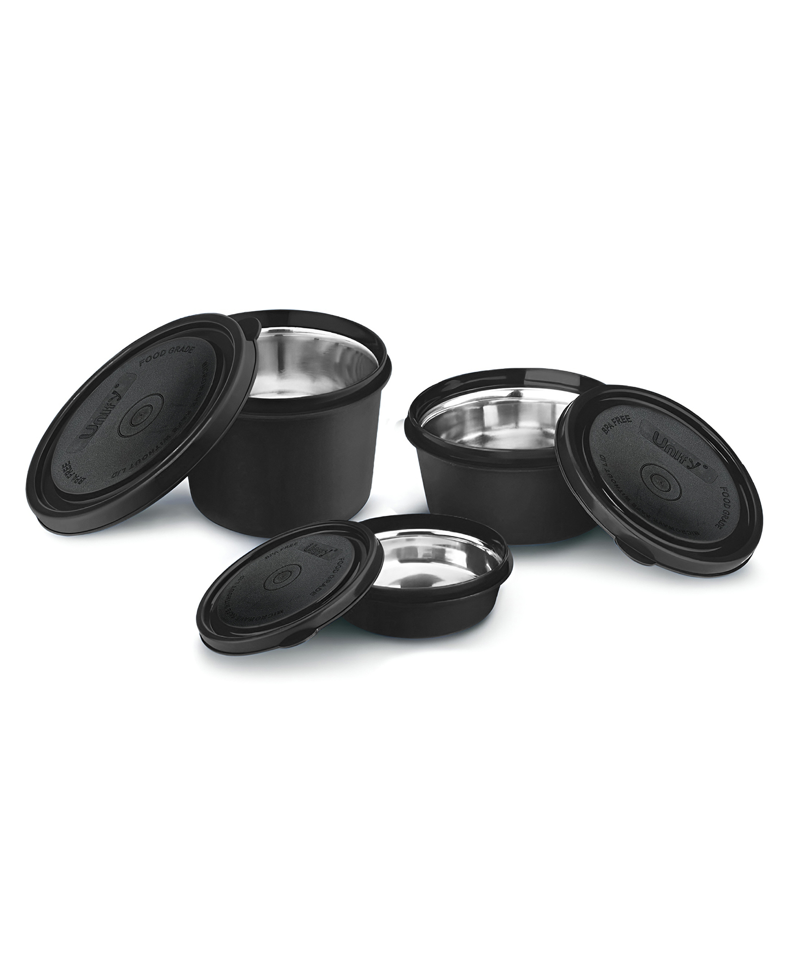 Unify 3 Pieces Stainless Steel Lunch Box | Microwave Safe Leak-Proof Food Storage Containers with Lids for Office, School, Kitchen (Black, Capacity - 600ml, 400ml, 250ml)-image-45