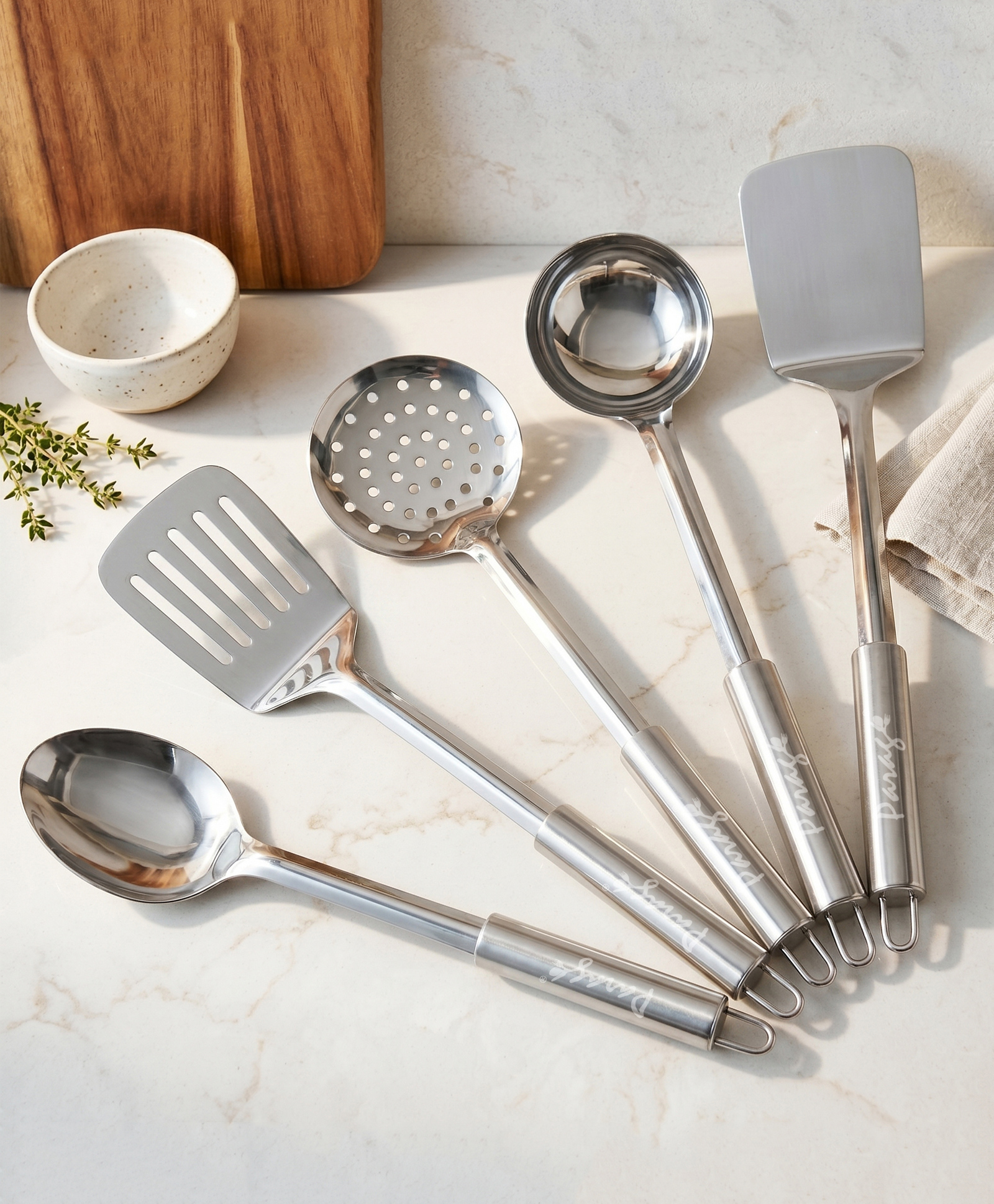 Parage 5 Pieces Stainless Steel Pipe Handle Kitchen Tool Set for Cooking, Set of 5, 35 cm, Silver (Contains: 1 Ladle, 1 Skimmer,1 Turner, 1 Spatula, 1 Slotted Turner)-image-47