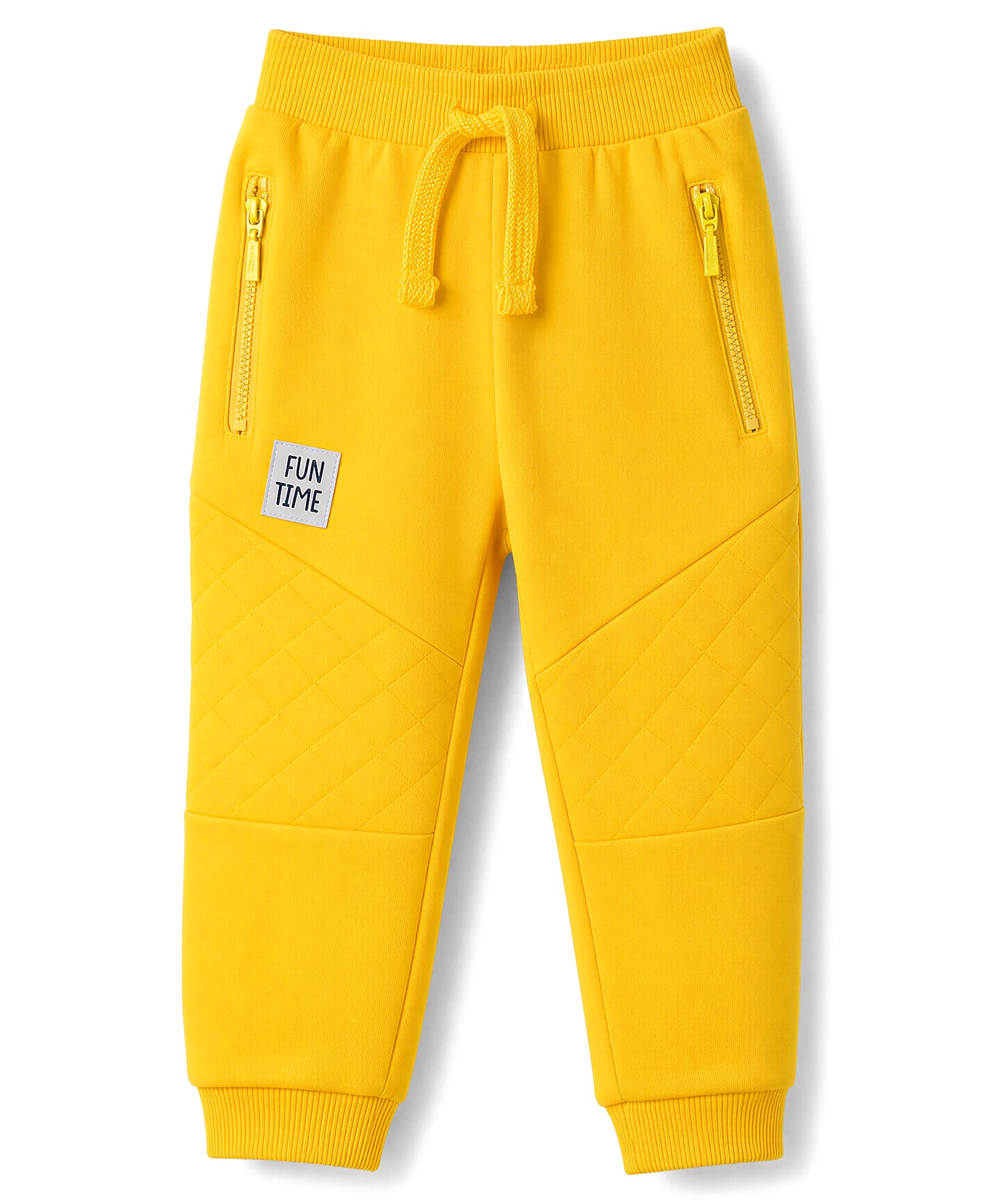 Babyhug Cotton Looper Knit Full Length Joggers With Applique & Pockets - Yellow-picture-23