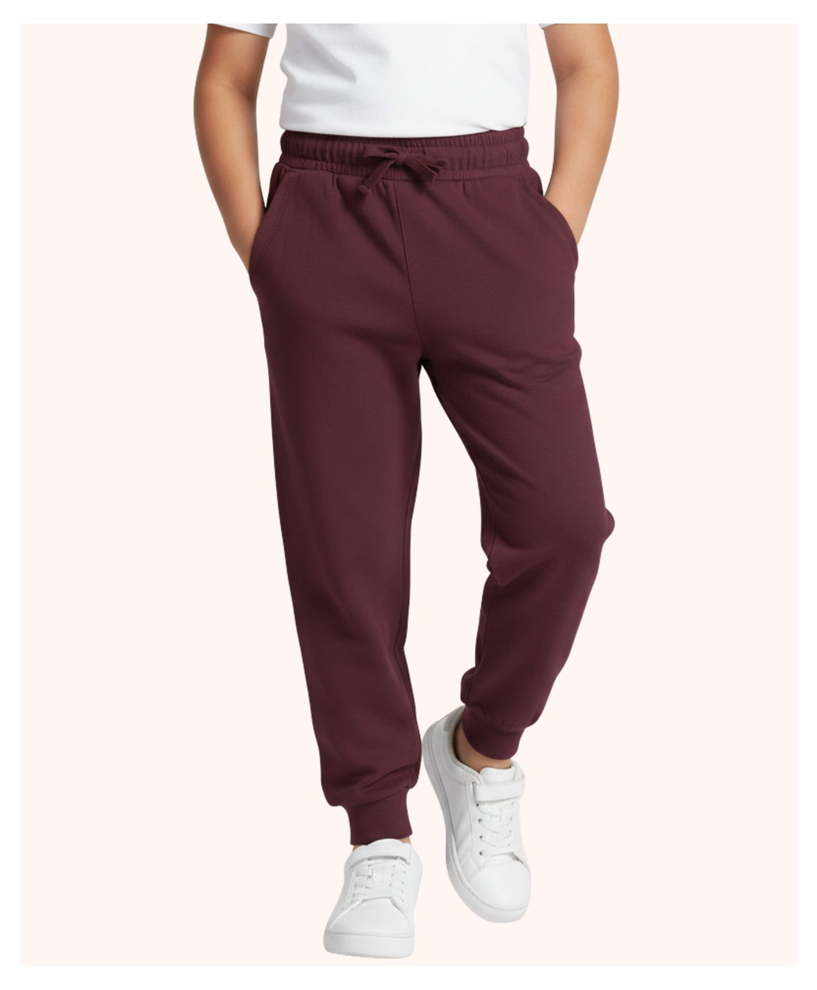 Orange Sugar 100% Cotton Knit Solid Joggers - Wine-image-25