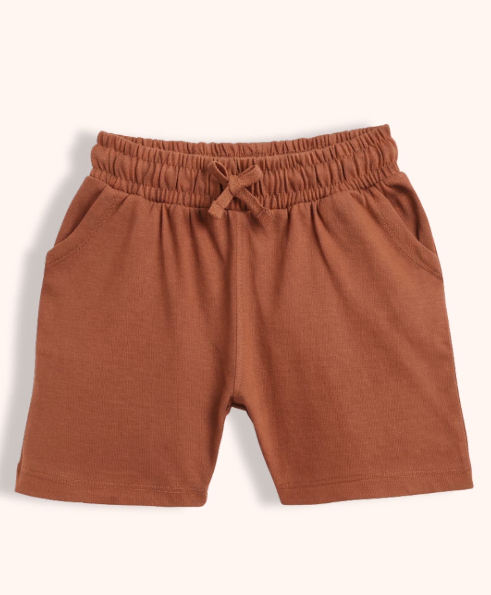 Orange Sugar 100% Cotton Knit Solid Shorts - Brown-picture-22