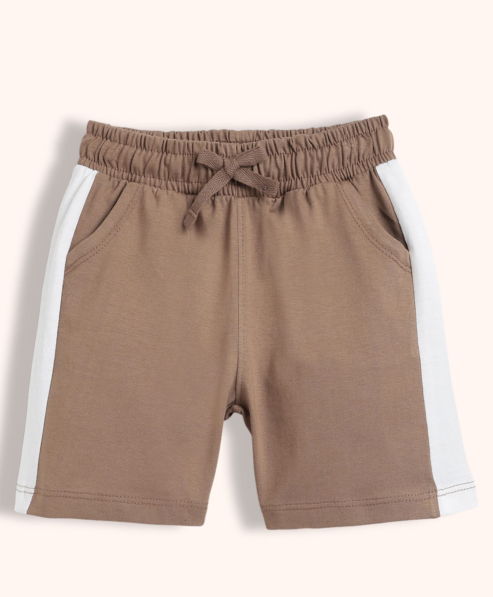 Orange Sugar 100% Cotton Knit Colour Blocked Shorts - Biscuit Brown-picture-22