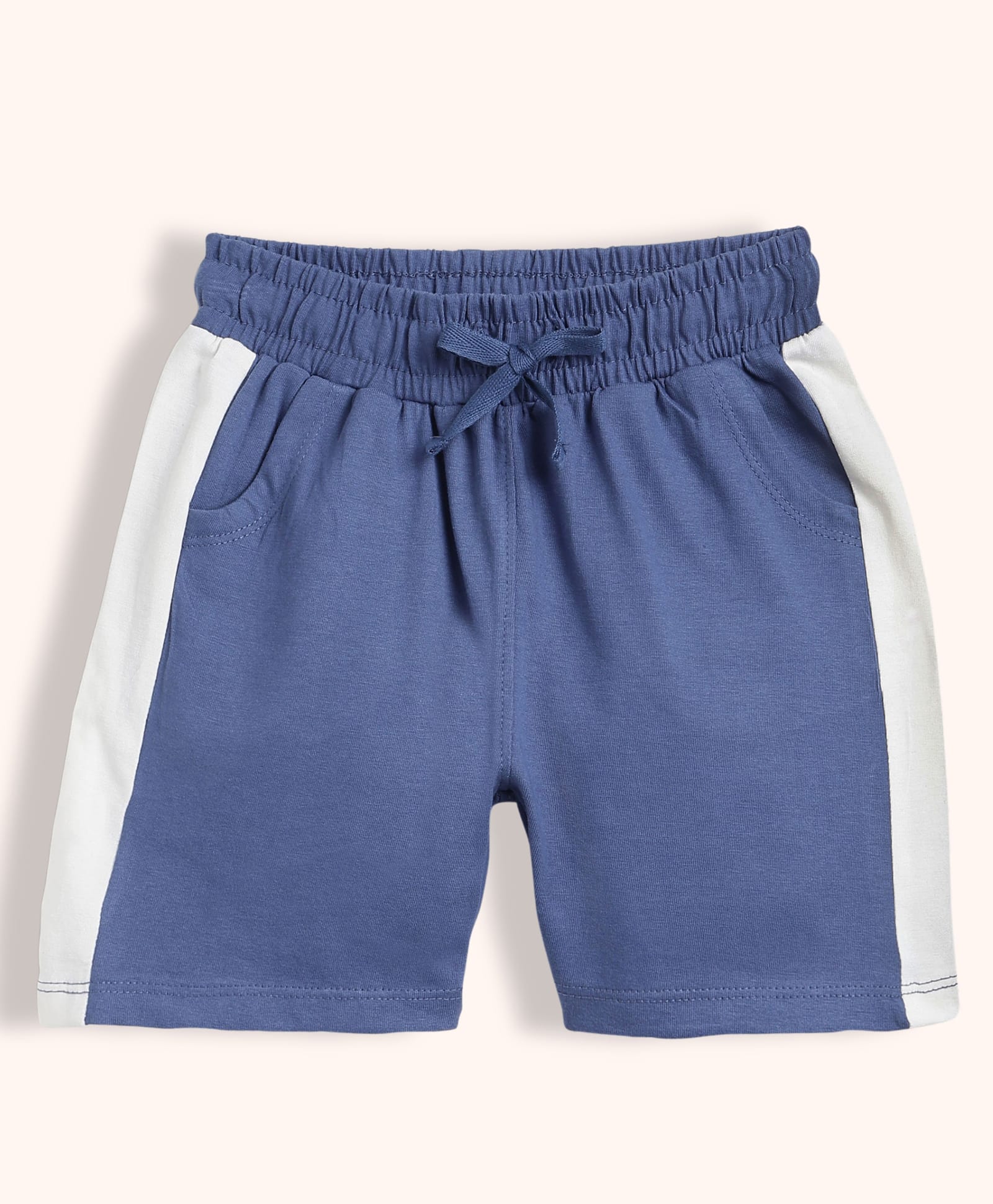 Orange Sugar 100% Cotton Knit Colour Blocked Shorts - Indigo Blue-picture-23