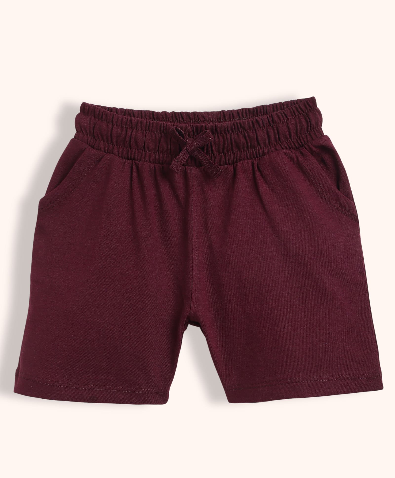 Orange Sugar 100% Cotton Knit Solid Shorts - Wine-picture-38