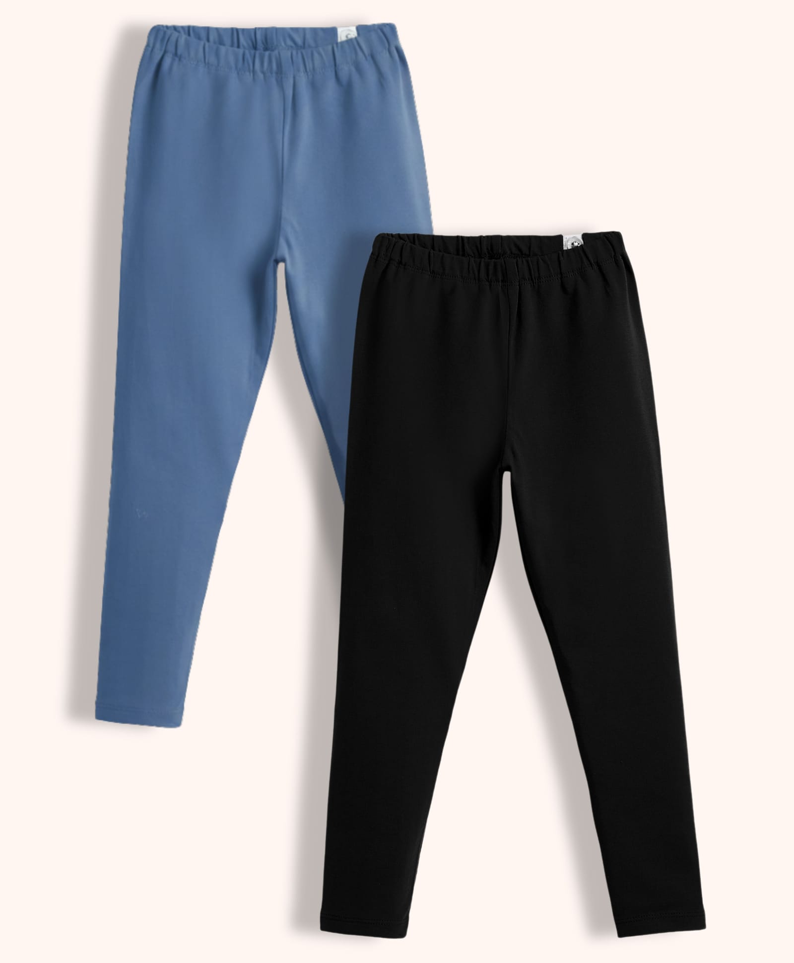 Orange Sugar Cotton Lycra Knit Pack Of 2 Solid Leggings - Air Force Blue & Black-picture-36