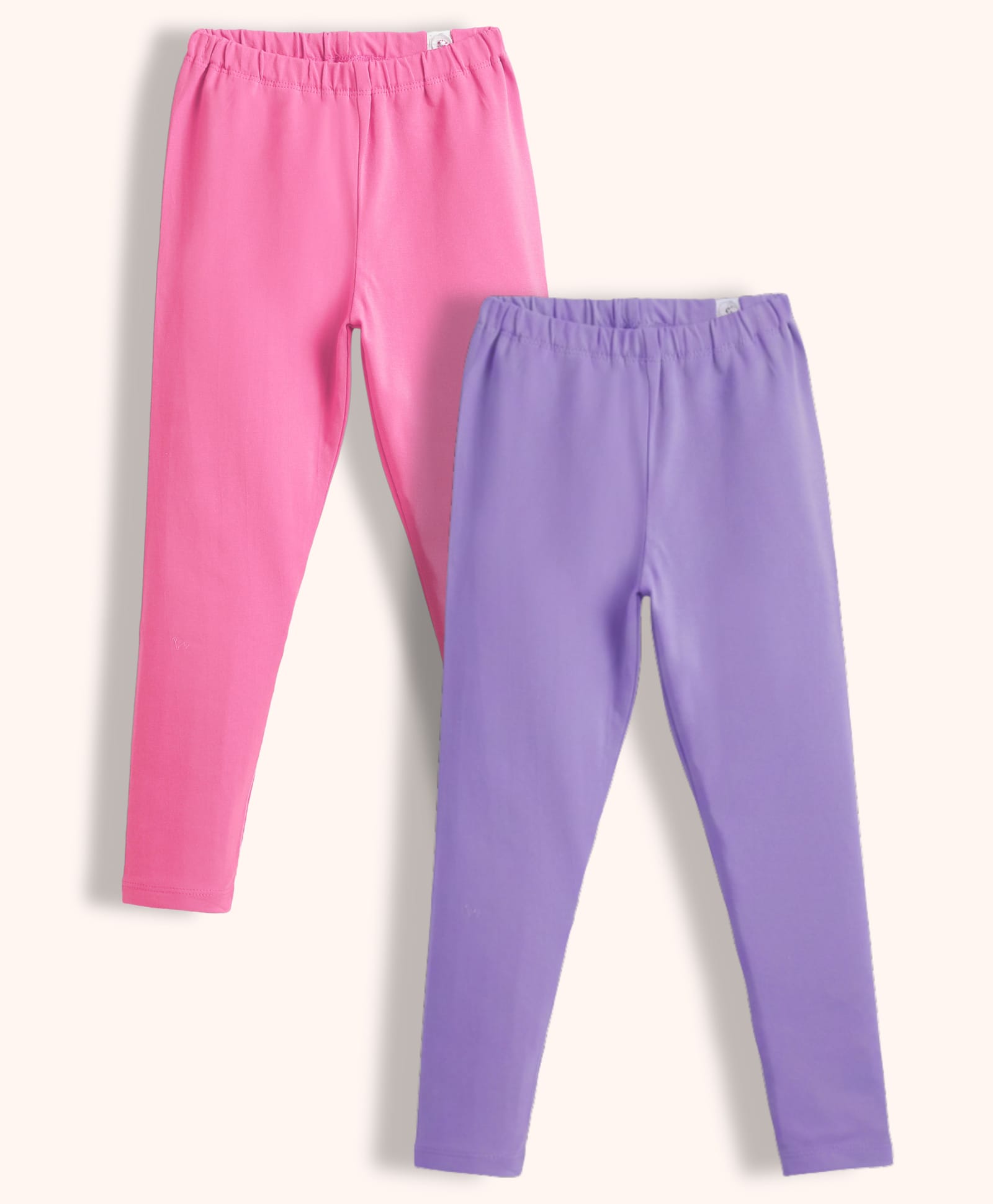 Orange Sugar Cotton Lycra Knit Pack Of 2 Solid Leggings - Pink & Lavender-picture-34