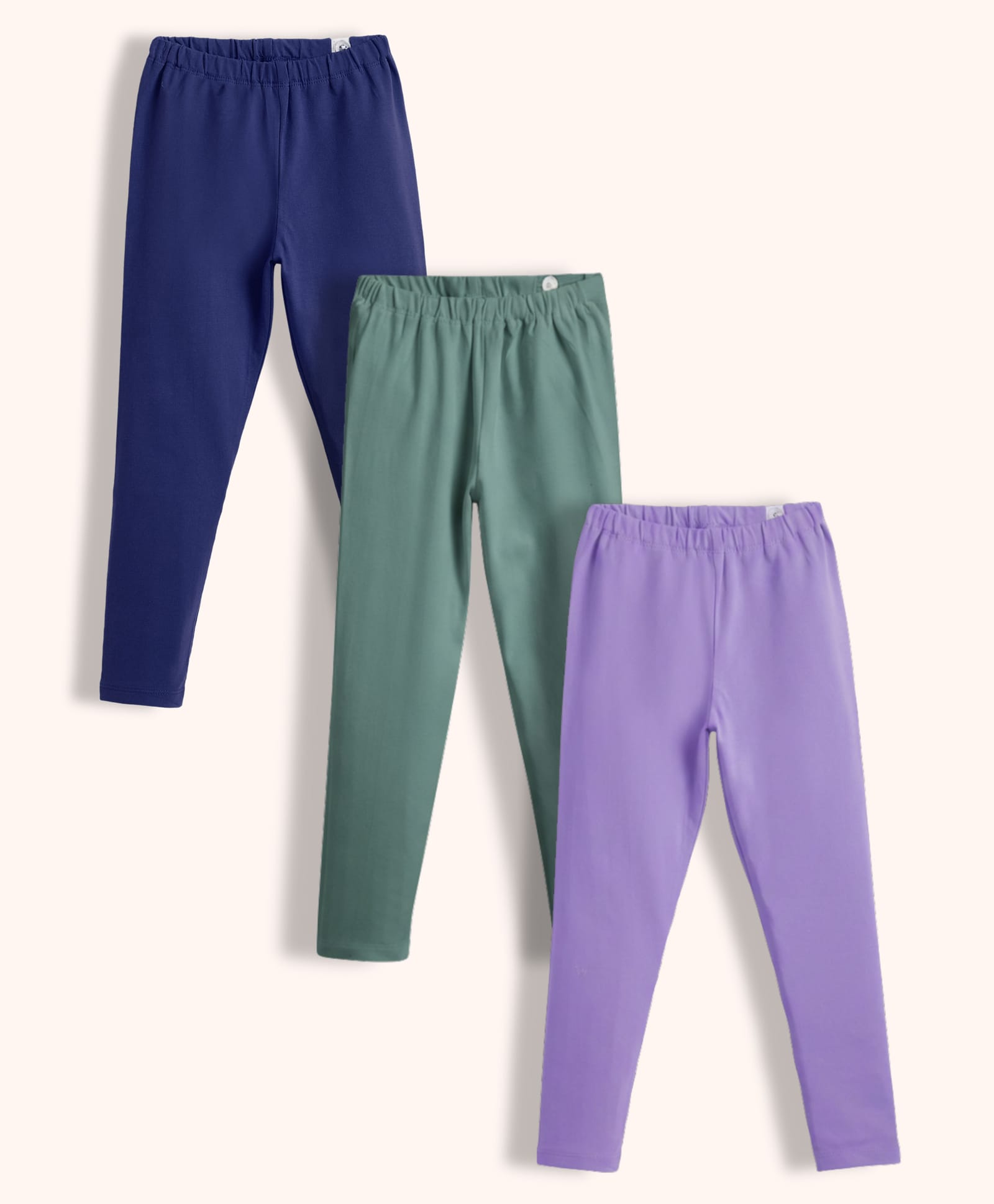 Orange Sugar Cotton Lycra Knit Pack Of 3 Solid Leggings - Blue Green & Lavender-picture-33