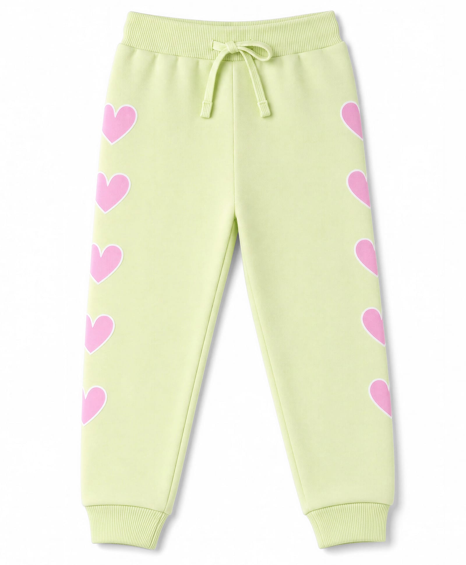 Babyhug Cotton Looper Knit Full Length Heart Embroidered Lounge Pant - Lime Green-picture-21