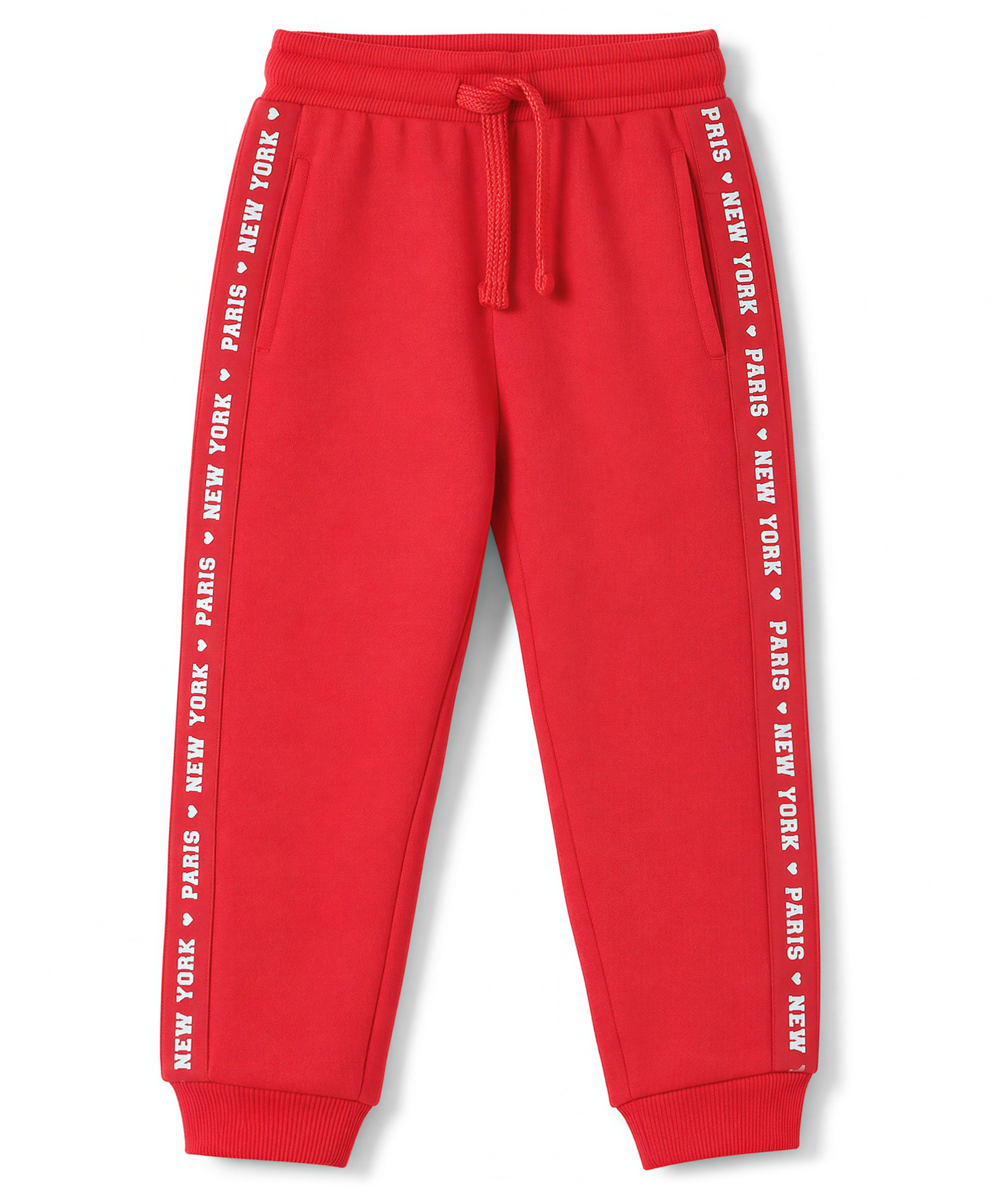 Babyhug Cotton Looper Knit Full Length Lounge Pants With Text Print - Red-picture-31