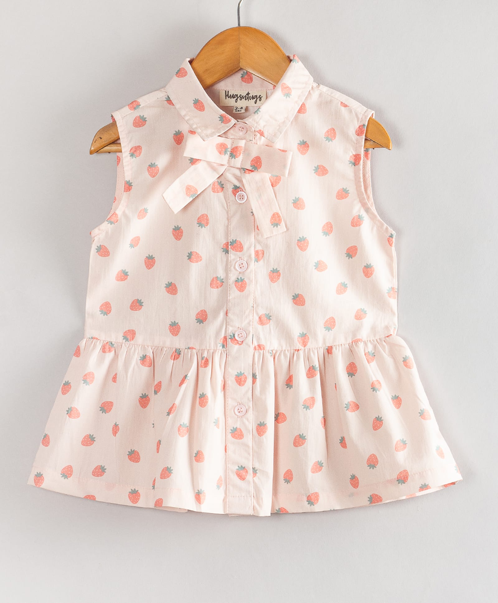 Hugsntugs Cotton Woven Sleeveless Strawberry Printed Top - Pink-picture-28