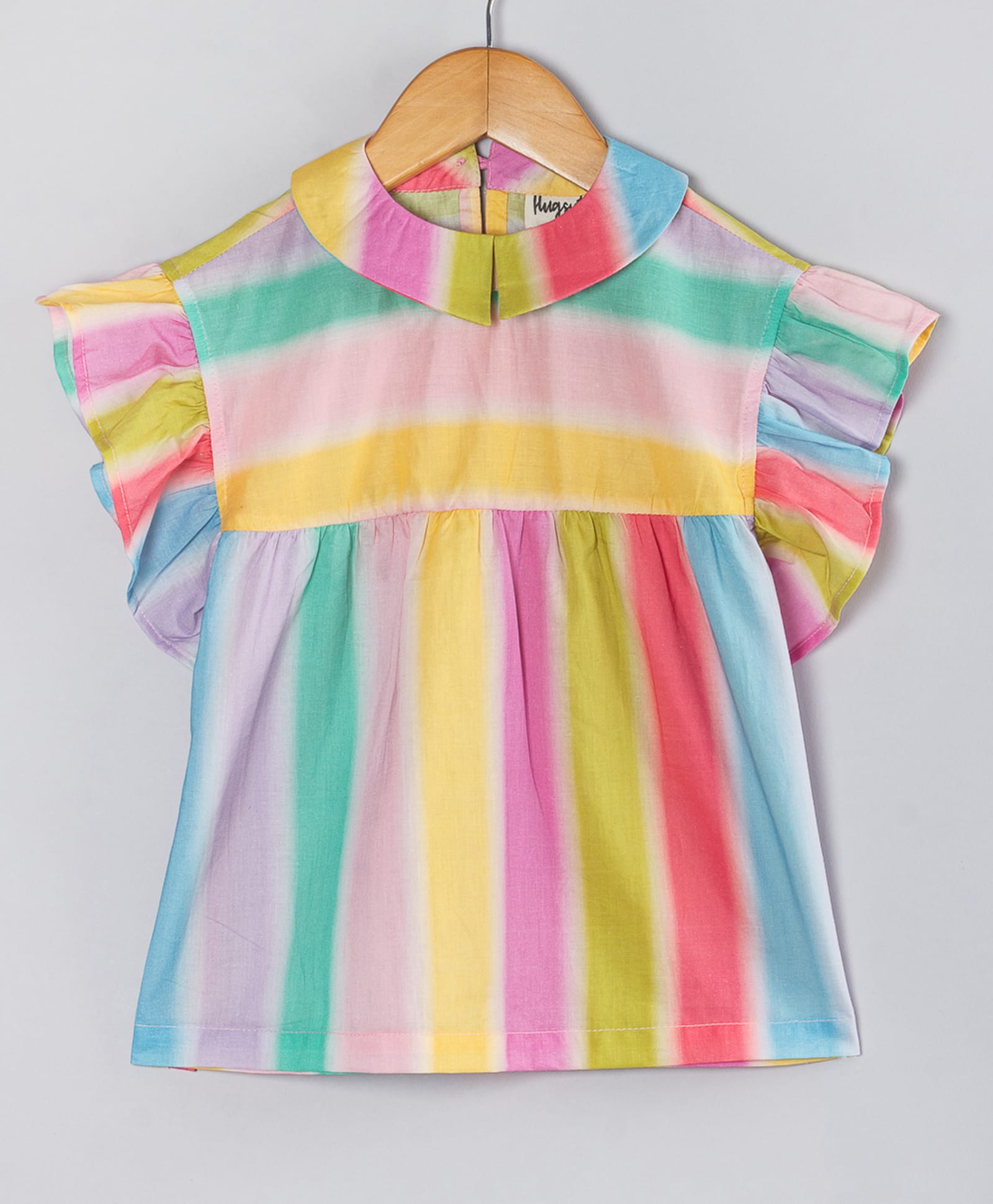 Hugsntugs Cotton Woven Sleeveless Striped Tie & Dye Top - Multi Colour-picture-23