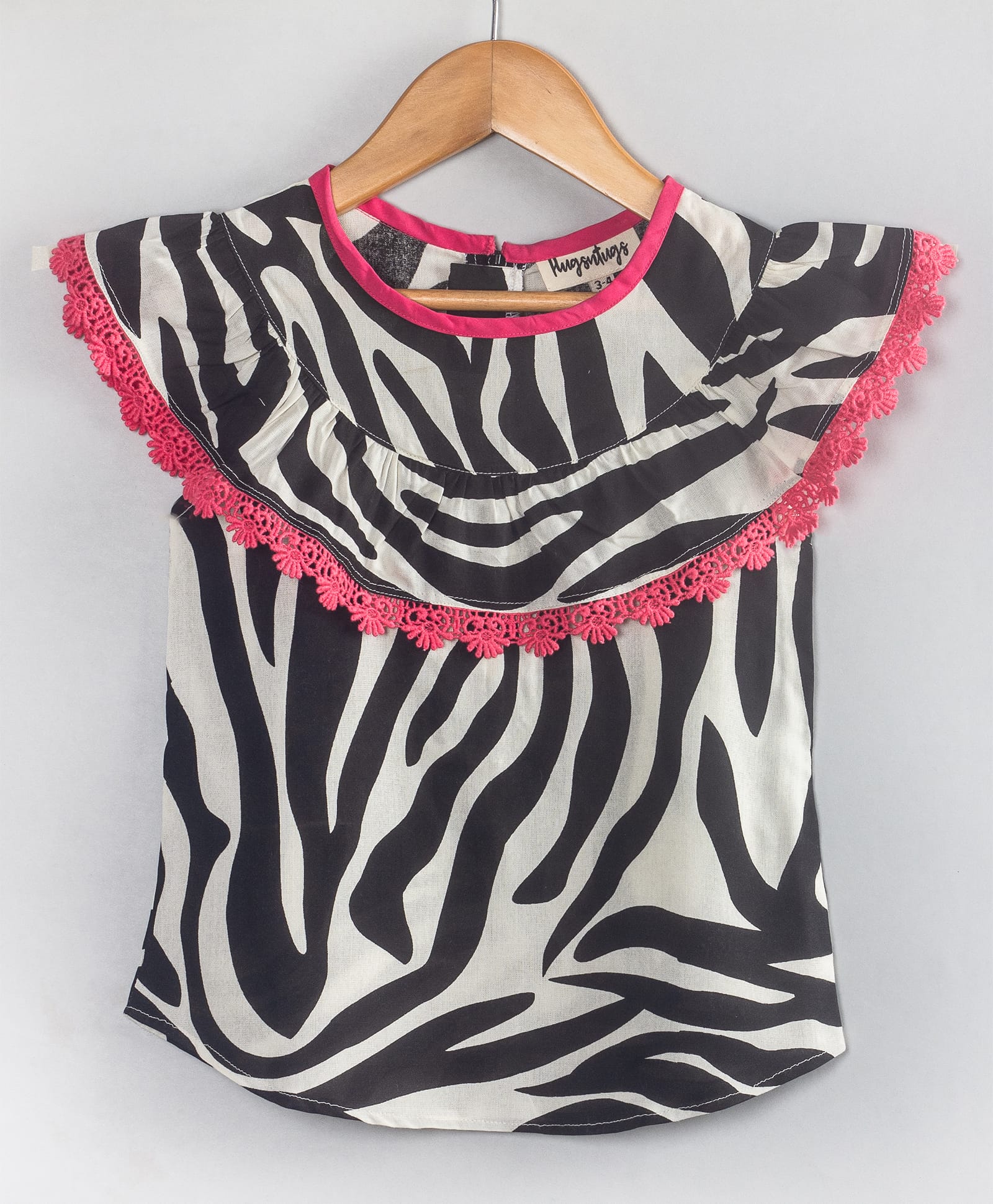 Hugsntugs Cotton Woven Sleeveless Zebra Pattern Printed Top - Black-picture-11