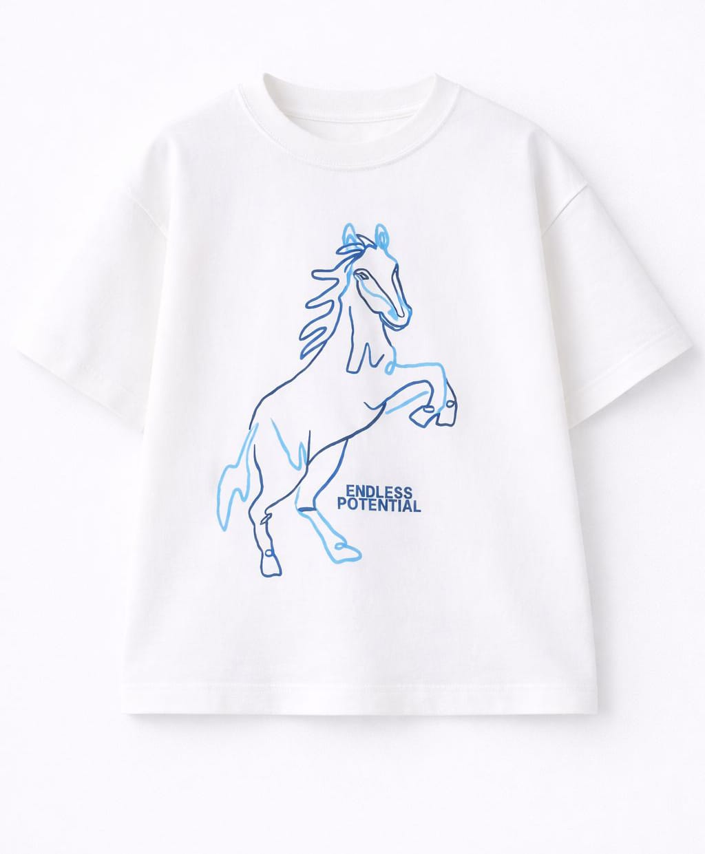 ZIP ZAP ZOOP Cotton Knit Half Sleeves Horse Printed Tee - Multi Colour & White-image-17