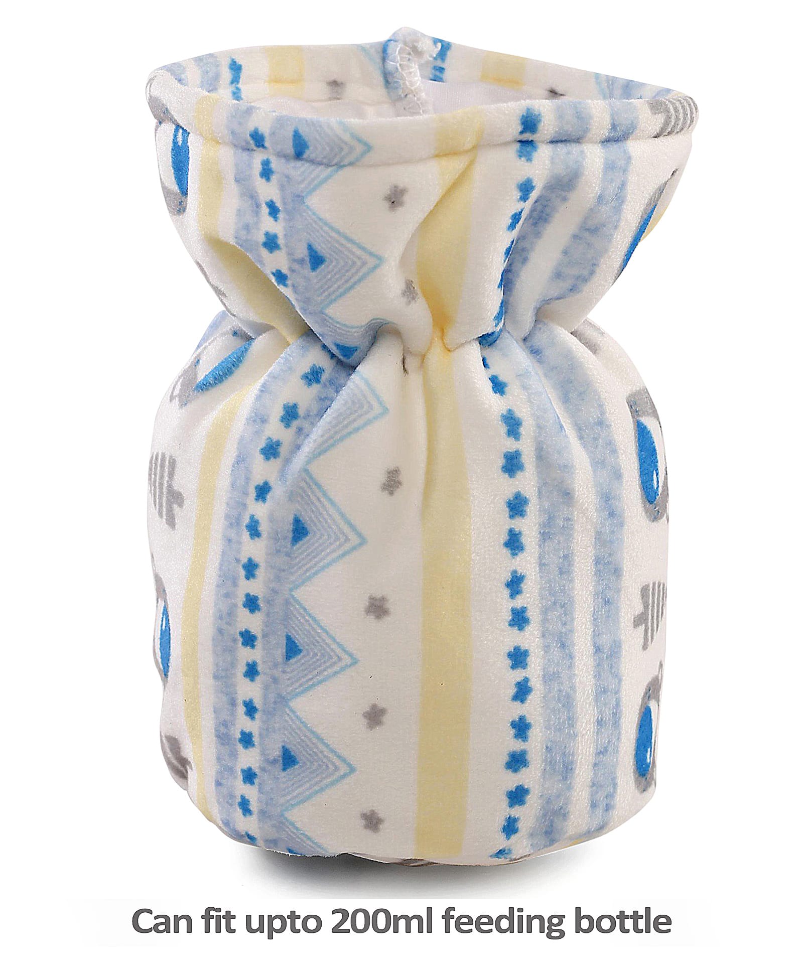 Babyhug Velour Feeding Bottle Cover Medium Bear Print  - Yellow & White-picture-14