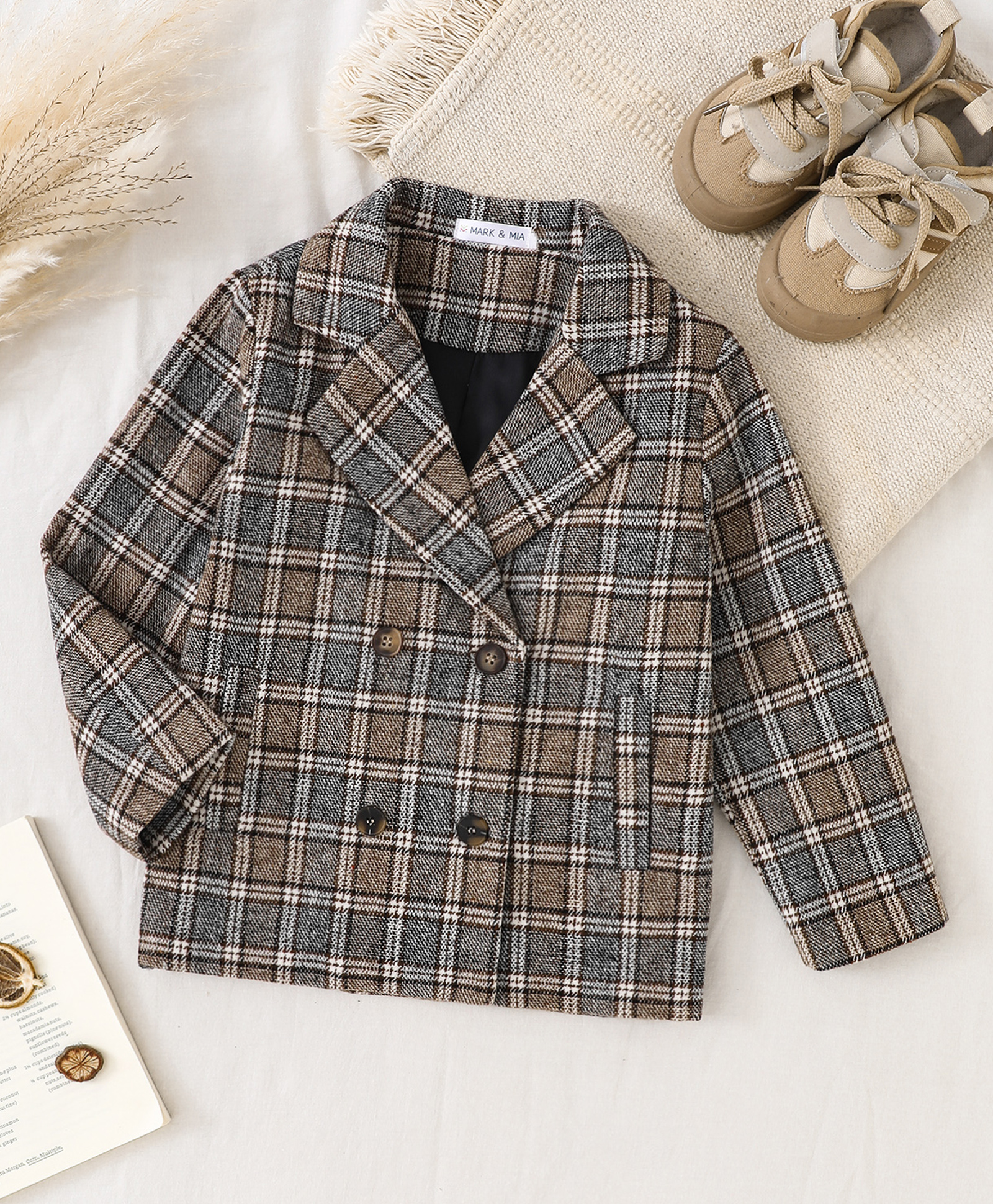 Mark & Mia Jacket with Full Sleeves and Checks Print - Grey-image-18