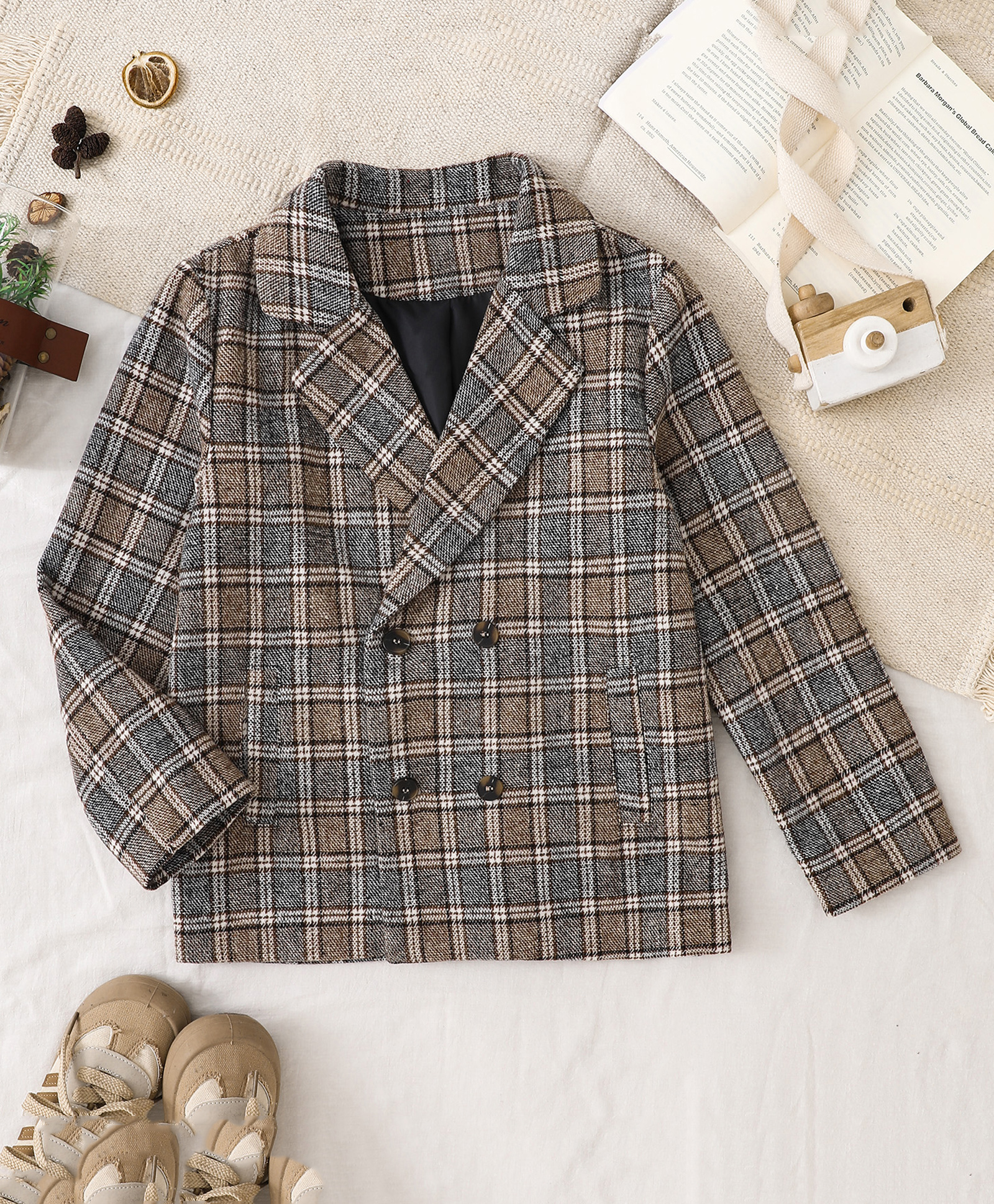 Mark & Mia Jacket with Full Sleeves and Checks Print - Grey-image-42