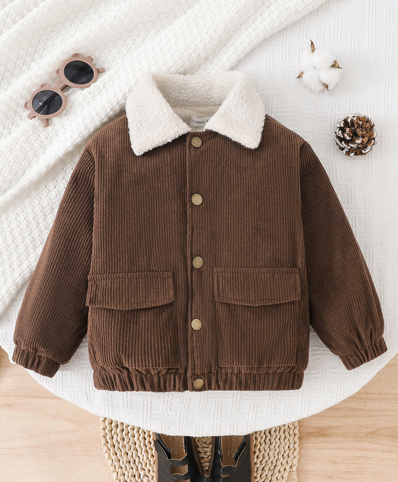 Mark & Mia Jacket with Full Sleeves and Fur Collar - Brown-image-47