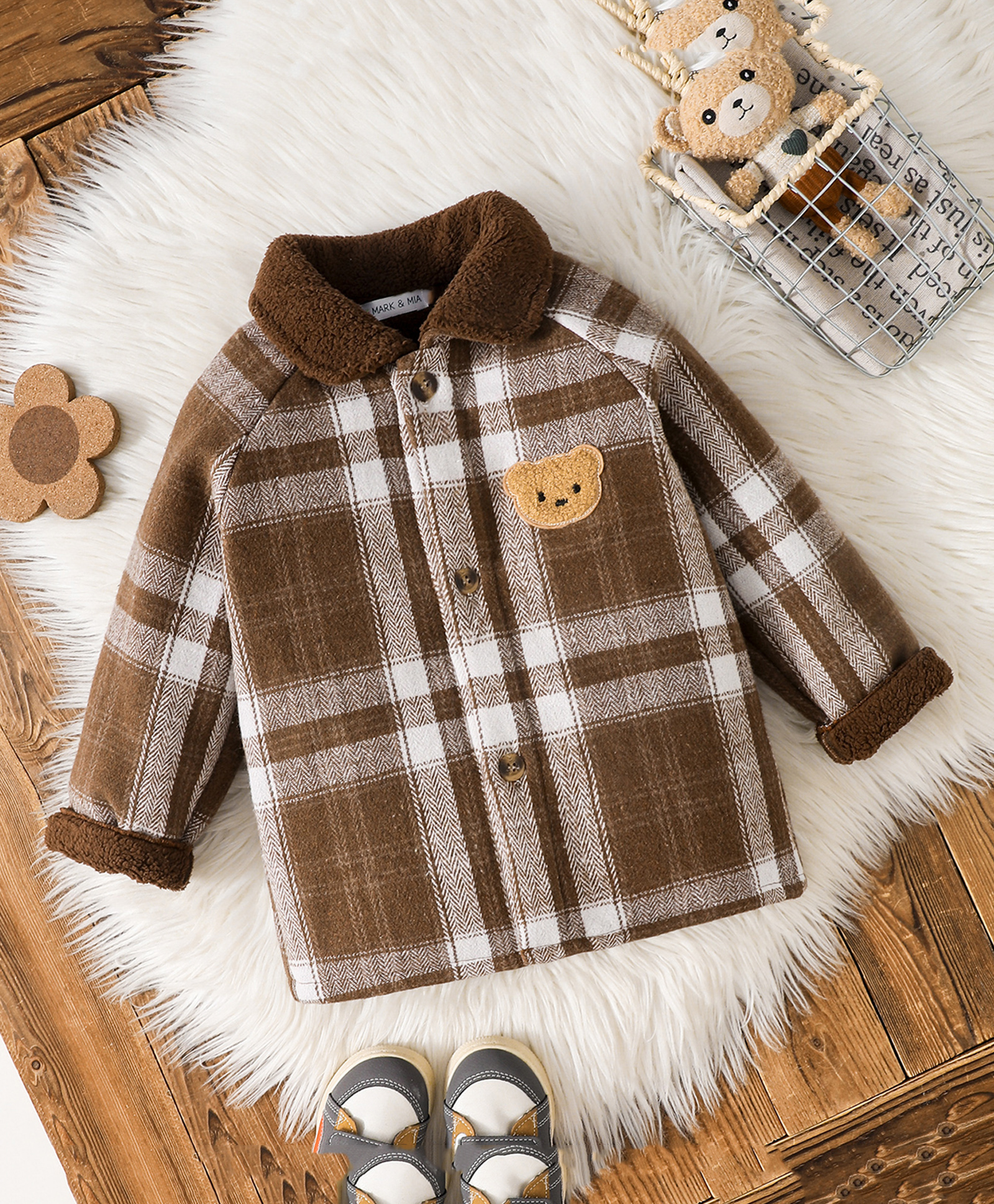 Mark & Mia Jackets With Teddy Bear Patch - Brown-image-38