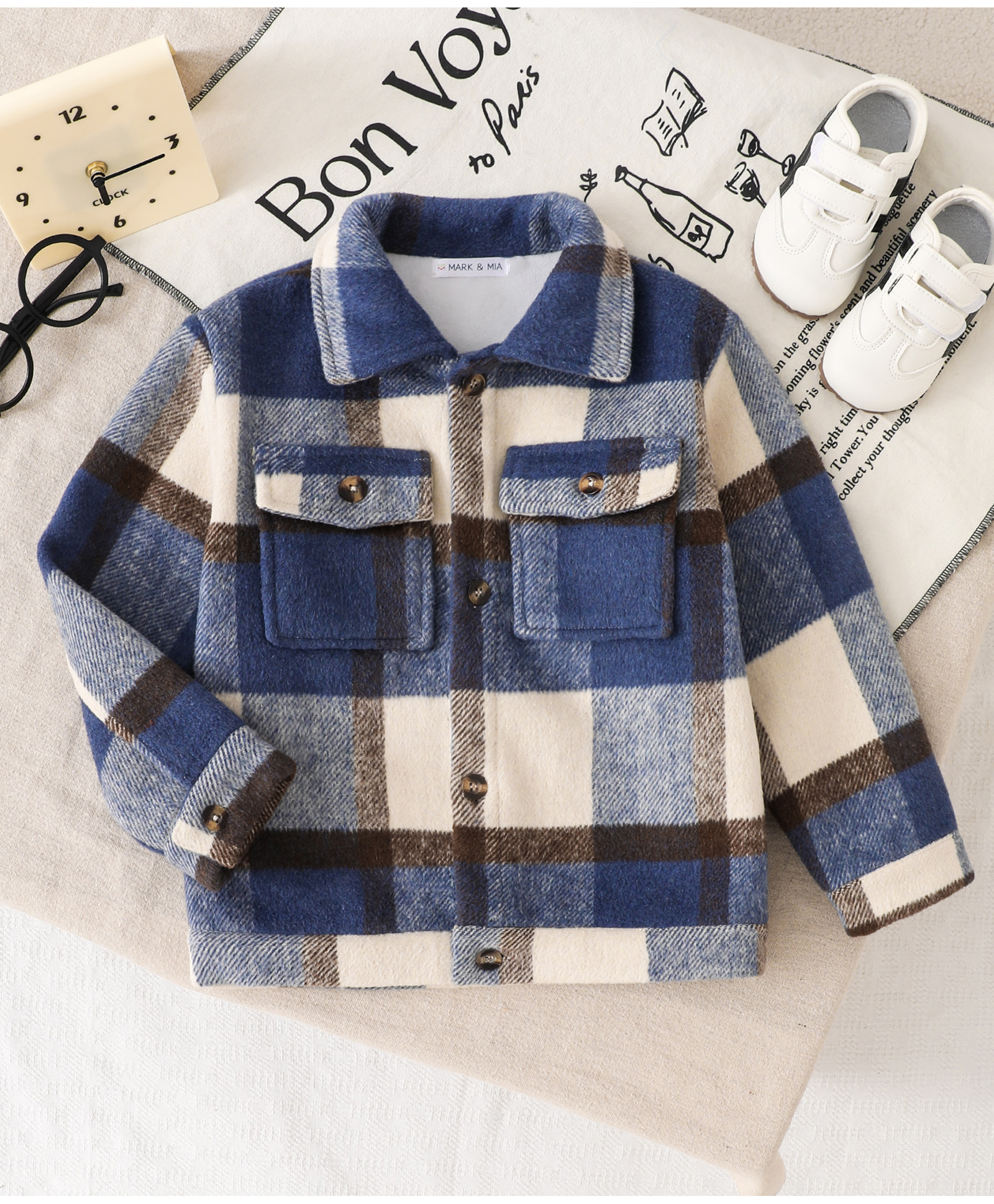 Mark & Mia Jacket with Full Sleeves and Checks Print - Blue-picture-28