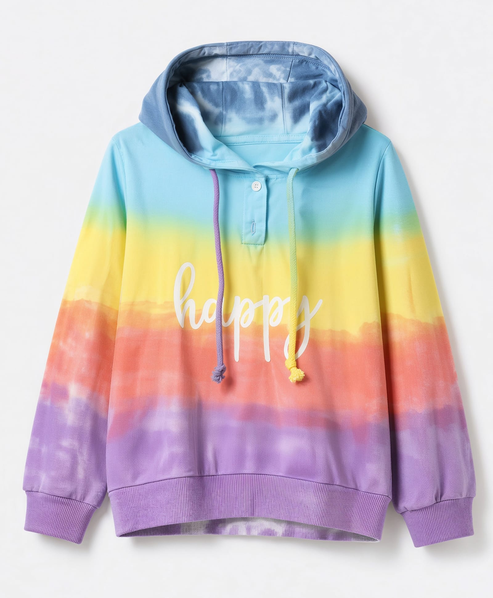 Pine Kids Cotton Knit Sweatshirt with Full Sleeves and Happy Text Print - Light Blue-image-33