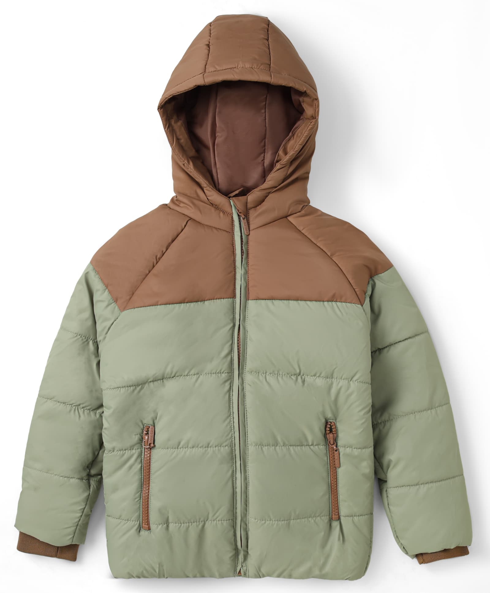Pine Kids Woven Full Sleeves Hooded Padded Jacket - Olive Green-picture-37