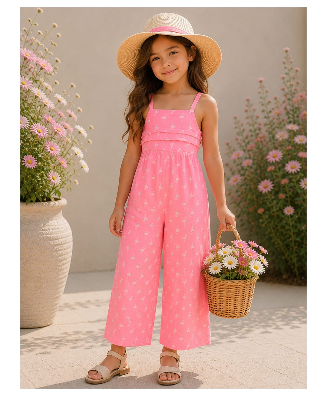 Qvink Woven Sleeveless Flamingo Printed Jumpsuit - Pink-picture-28