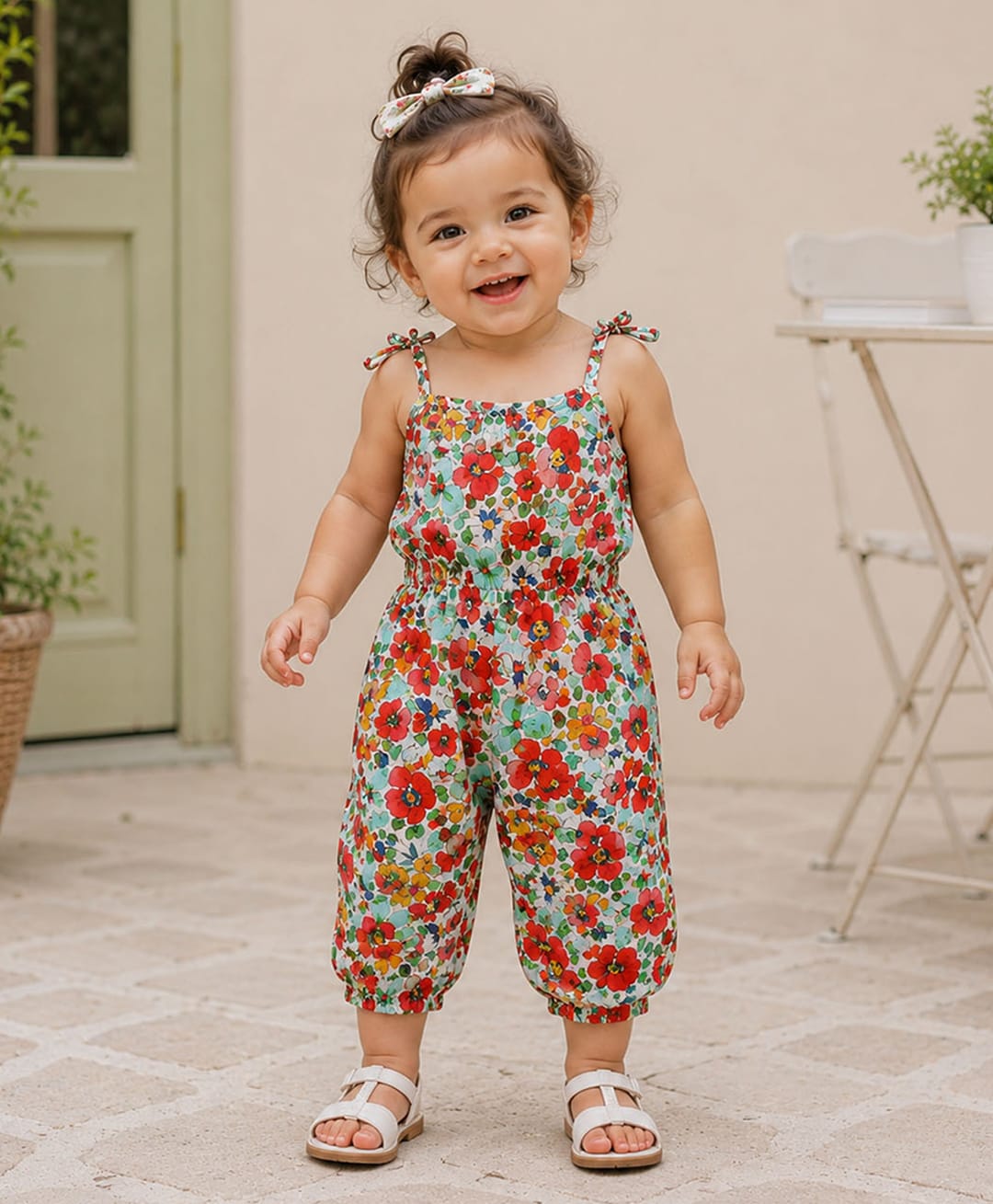 Qvink Cotton Woven Sleeveless Floral Printed Jumpsuit - Multi Colour-picture-16
