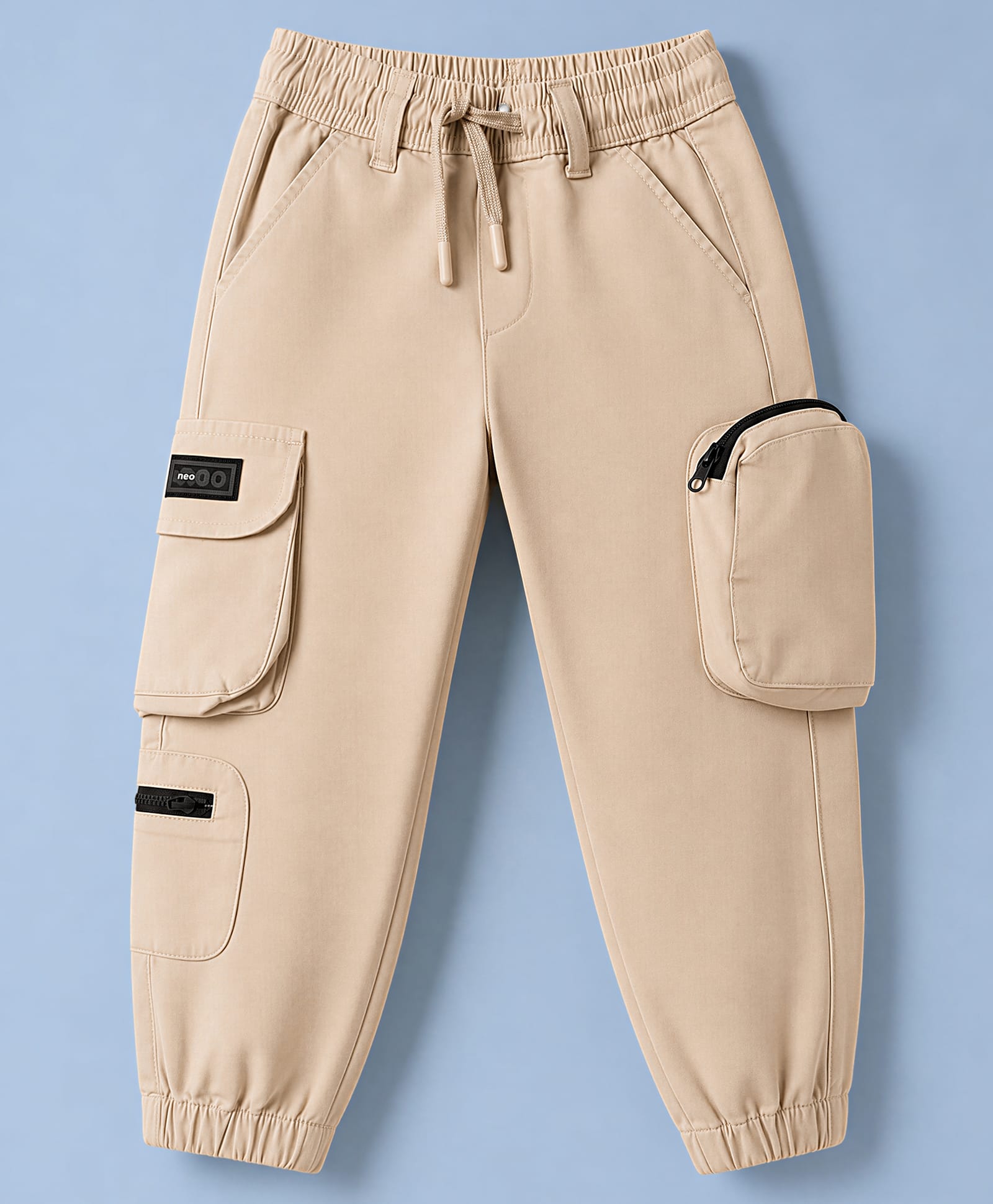 Ruff Twill Woven Full Length Solid Baggy Fit Cargo - Beige-picture-5
