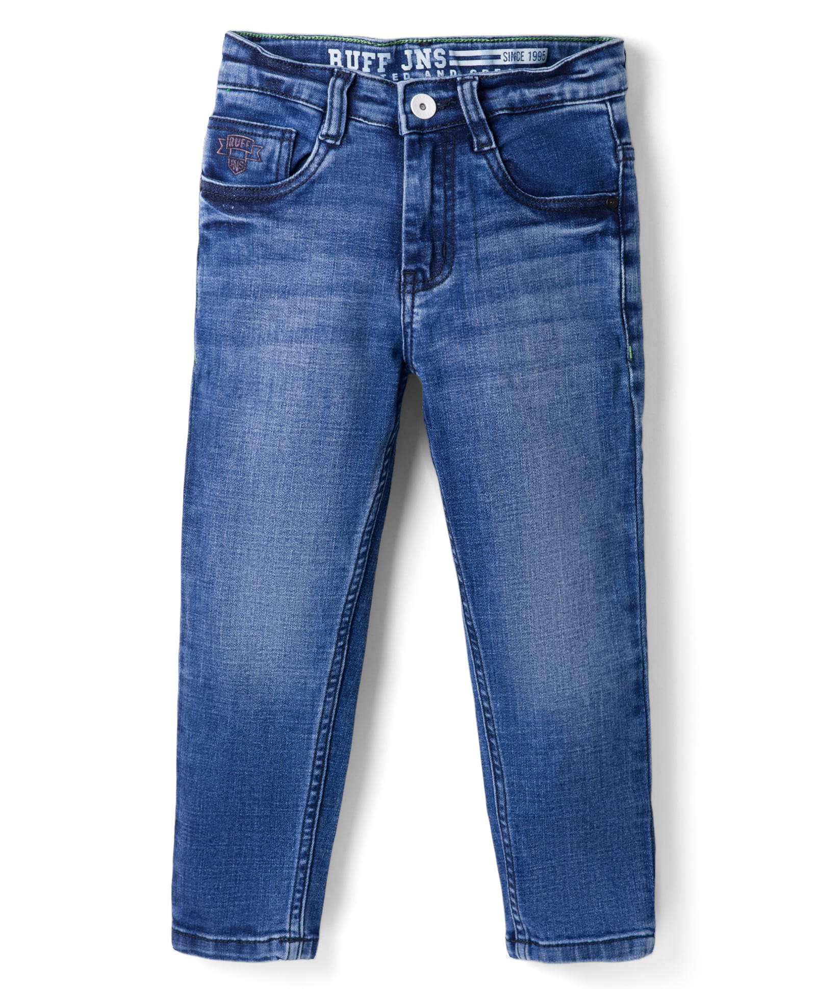 Ruff Denim Knit Full Length Regular Fit Washed Jeans - Blue-picture-13