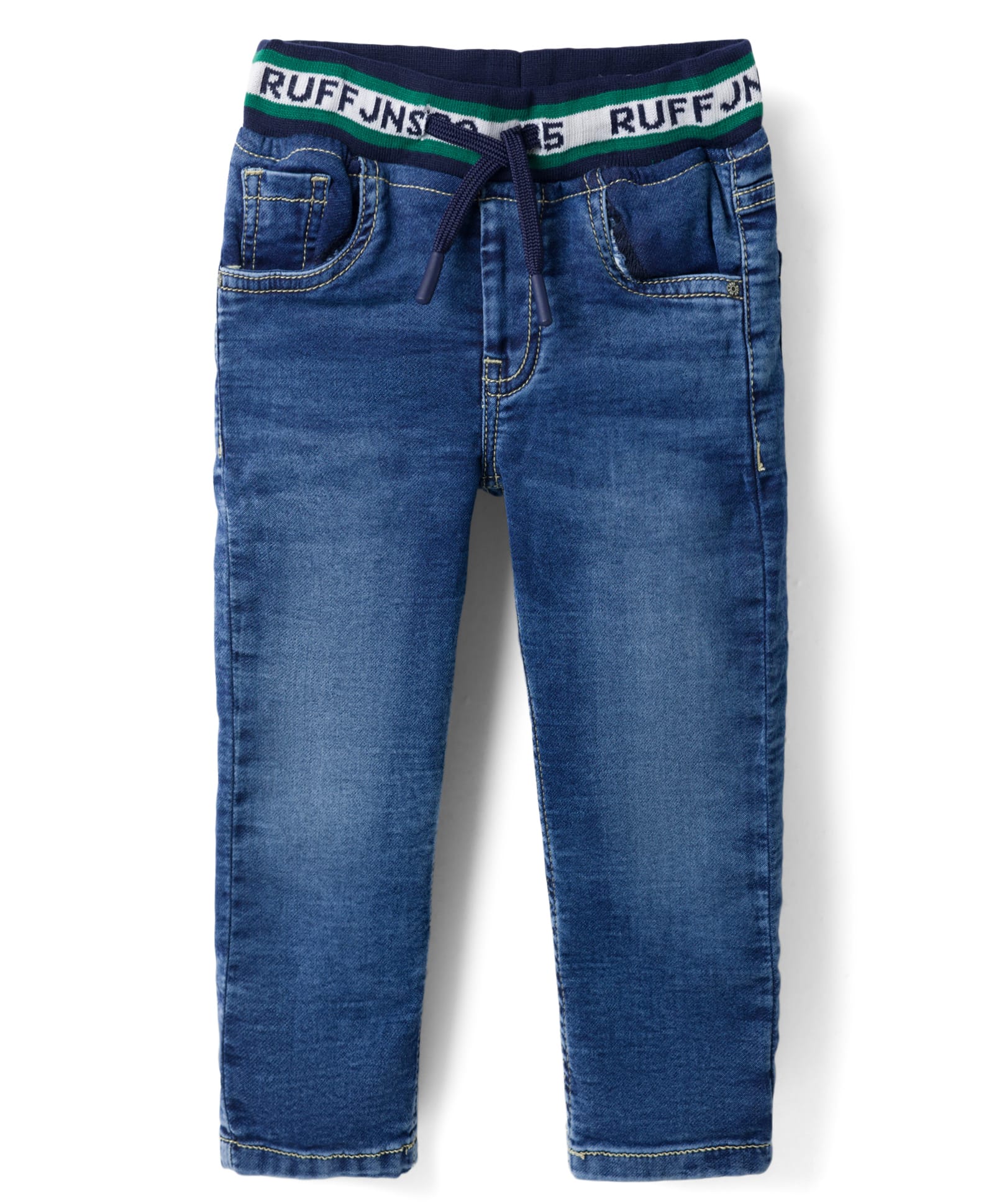 Ruff Denim Woven Washed Full Length Straight Fit Jeans -Navy Blue-picture-6