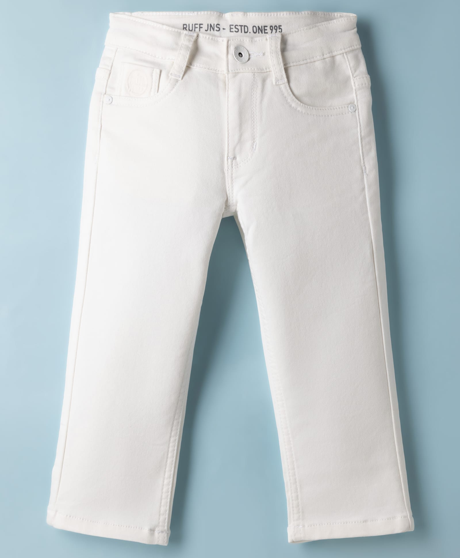 Ruff Core Denim Woven Full Length Solid Straight Fit Jeans - White-picture-13