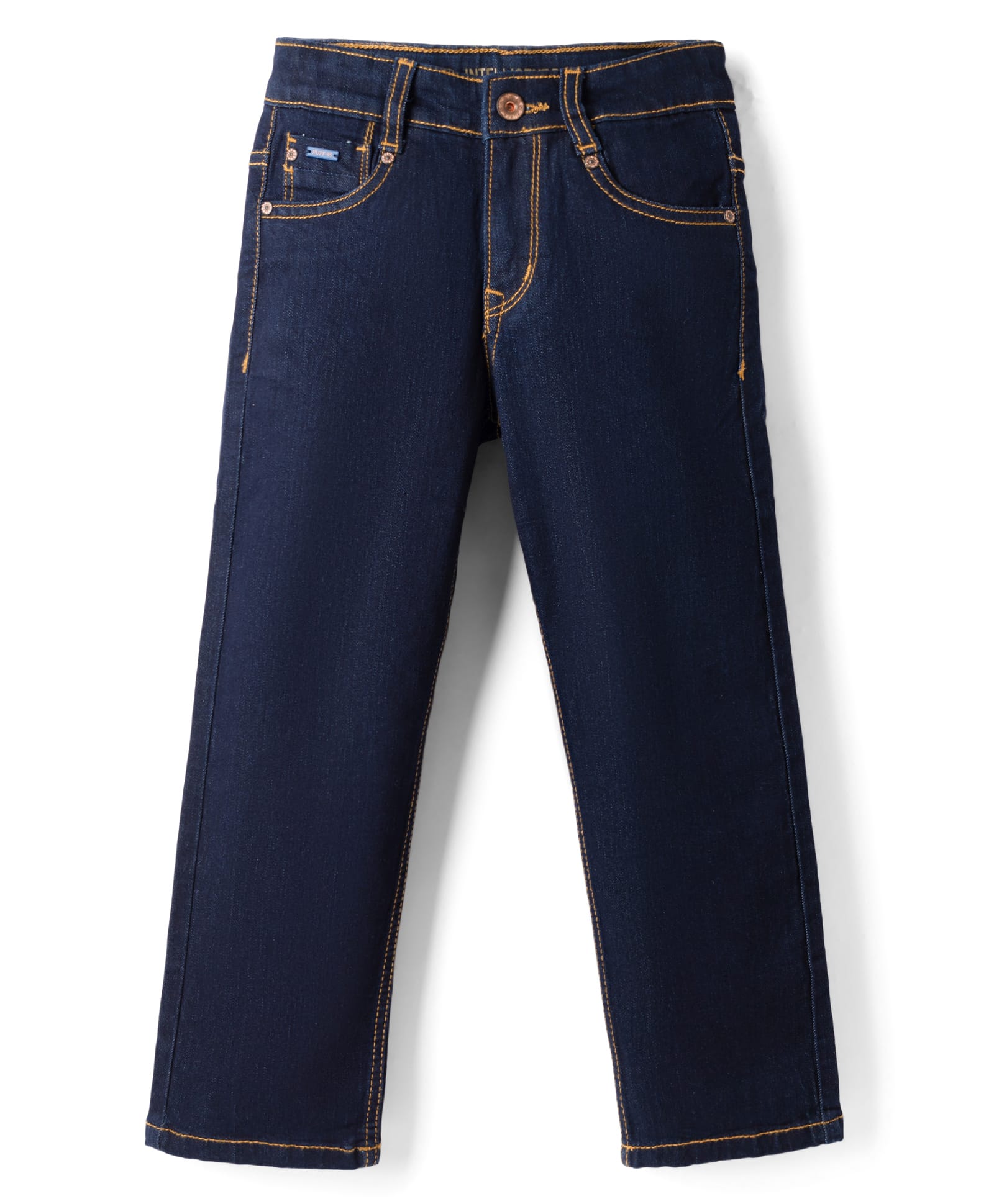 Ruff Denim Knit Full Length Solid Straight Fit Jeans - Navy Blue-picture-22