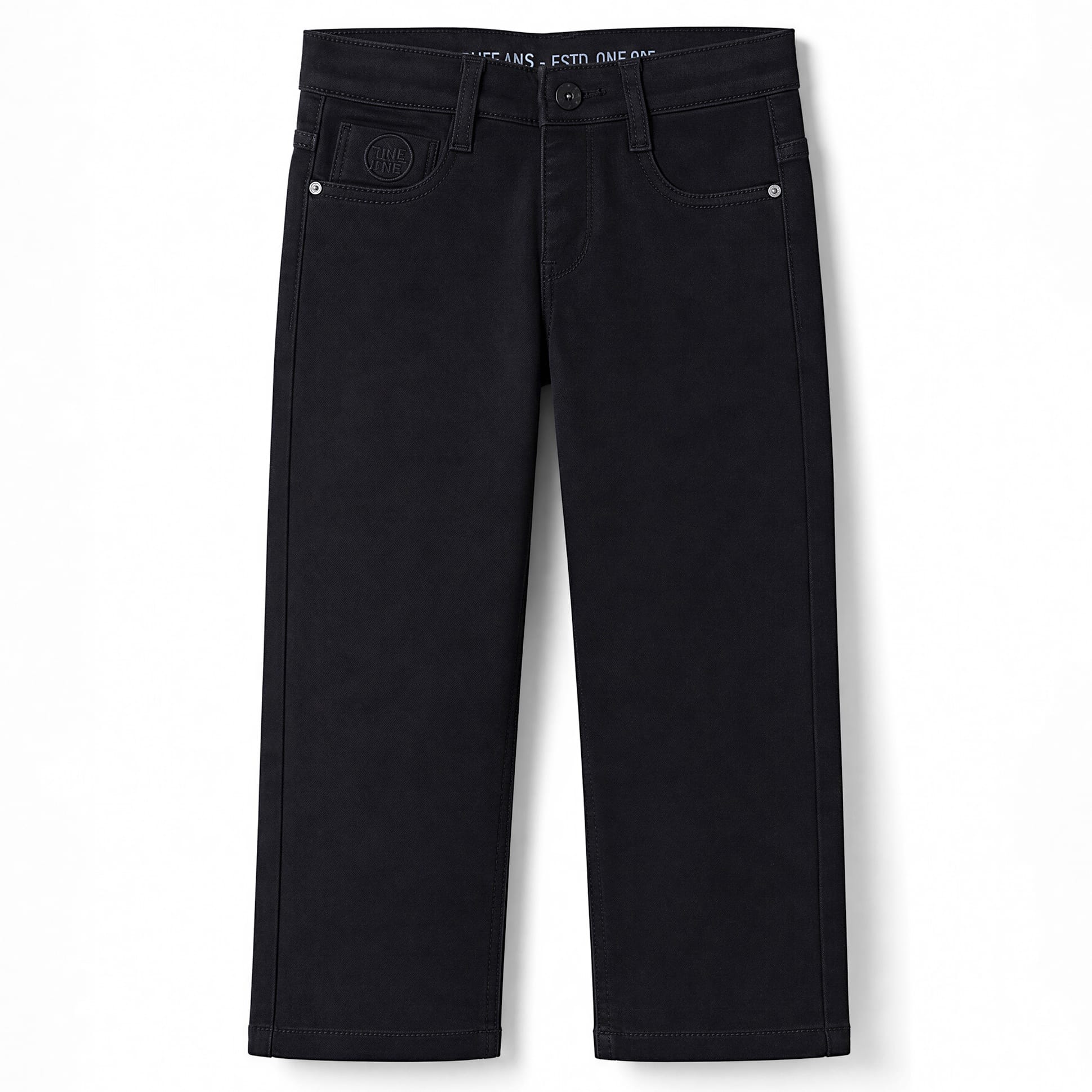 Ruff Denim Woven Straight Fit Full Length Solid Jeans - Black-picture-22