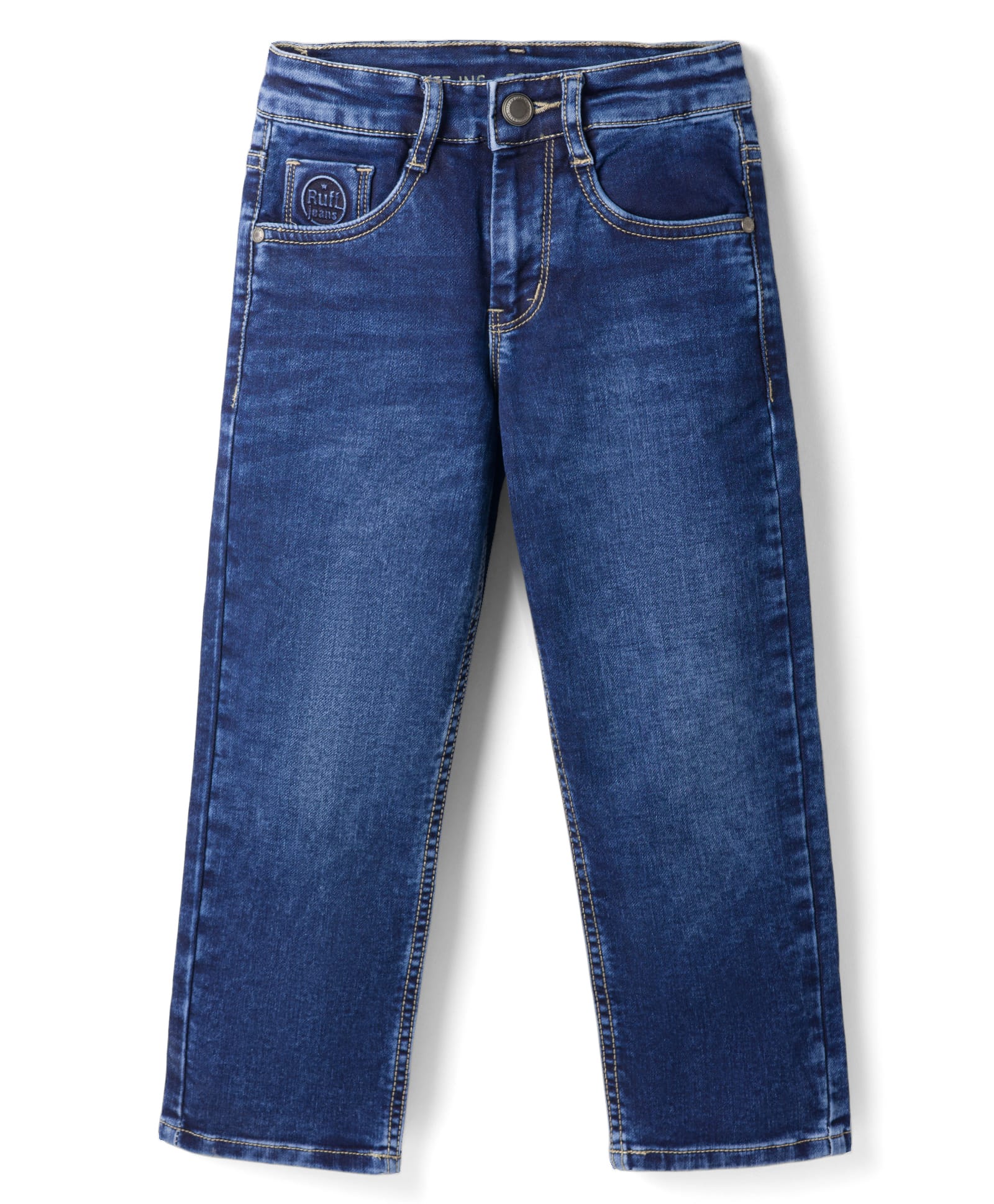 Ruff Denim Woven Straight Fit Full Length Solid Jeans - Navy Blue-picture-18
