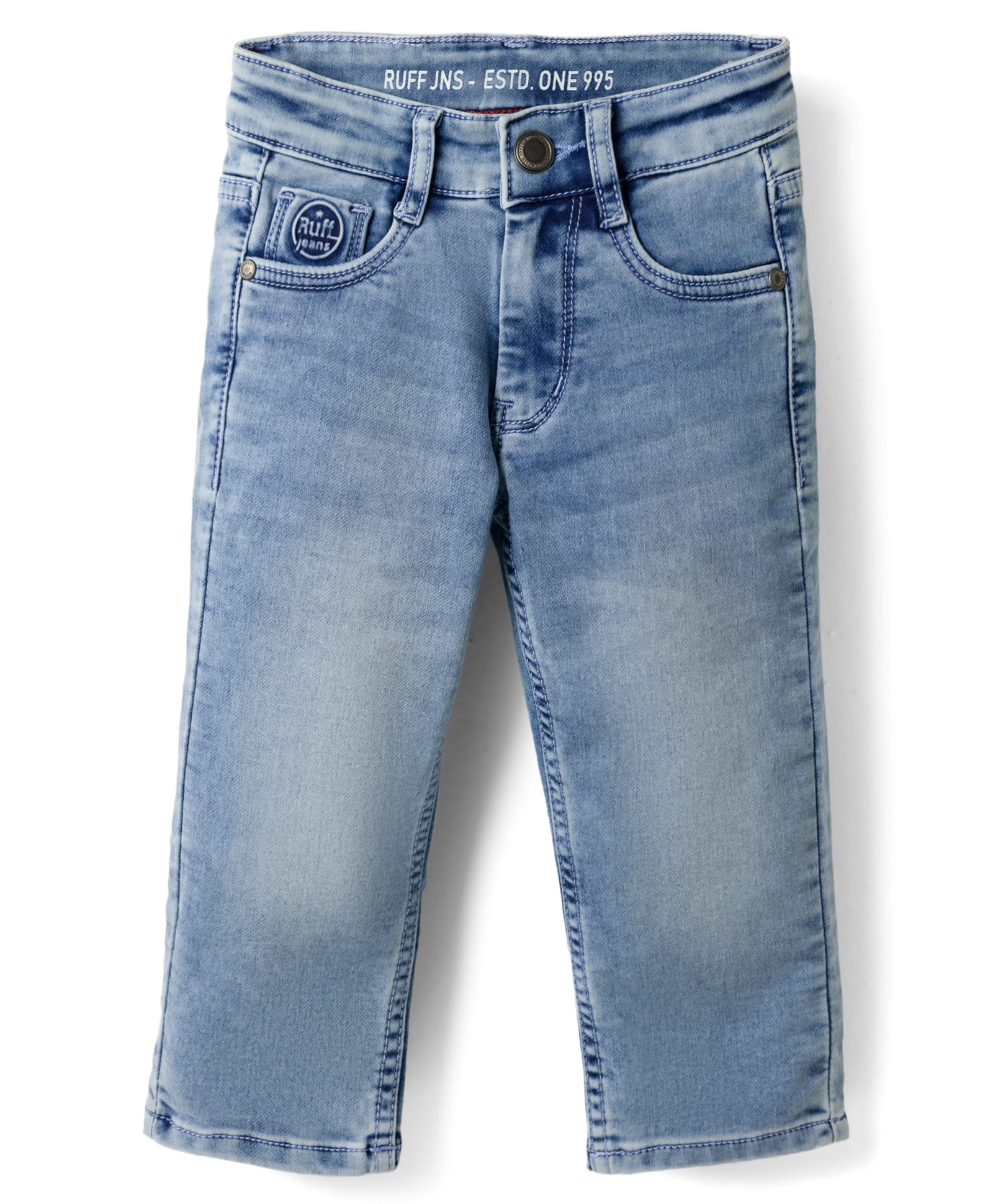 Ruff Denim Woven Straight Fit Full Length Solid Jeans - Blue-picture-21